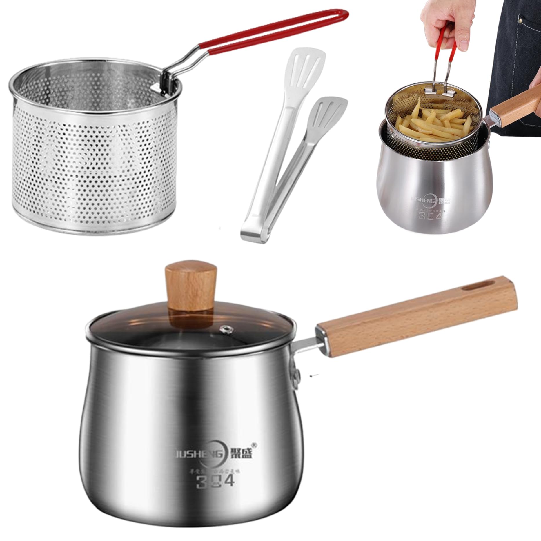 Marmite à friteuse en acier inoxydable 2,5 L pour frites maison
