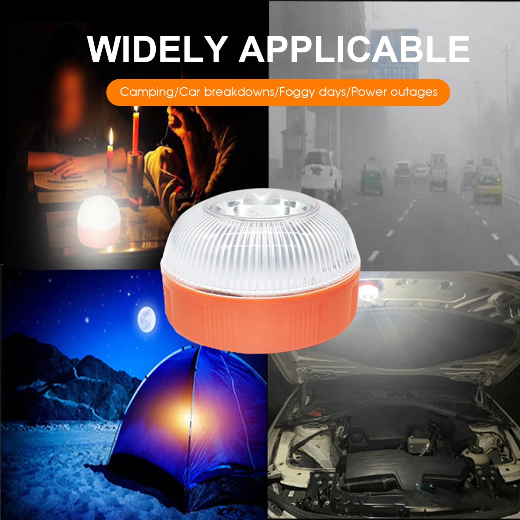 Lumières stroboscopiques LED d'urgence rechargeables approuvées V16 avec Base magnétique pour voitures et motos 2 p