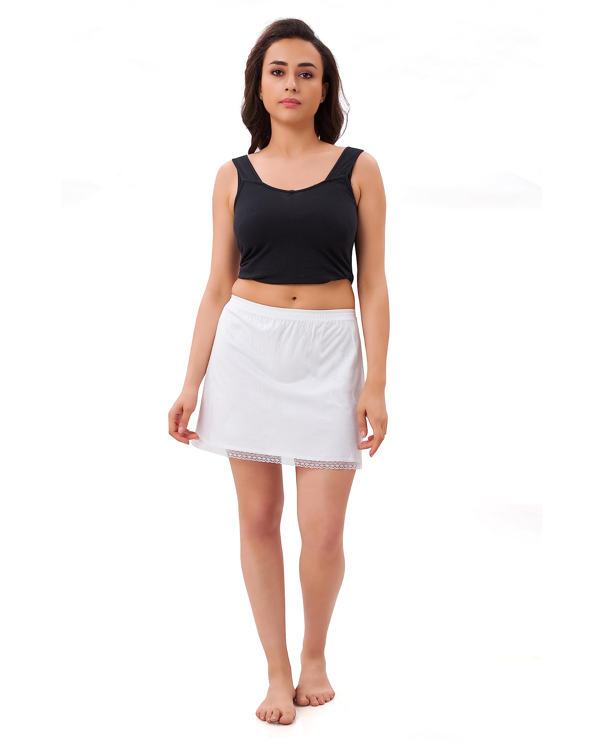 mybodyCotton Rich Regular Micro Short Inner Skirt Slip for Women
