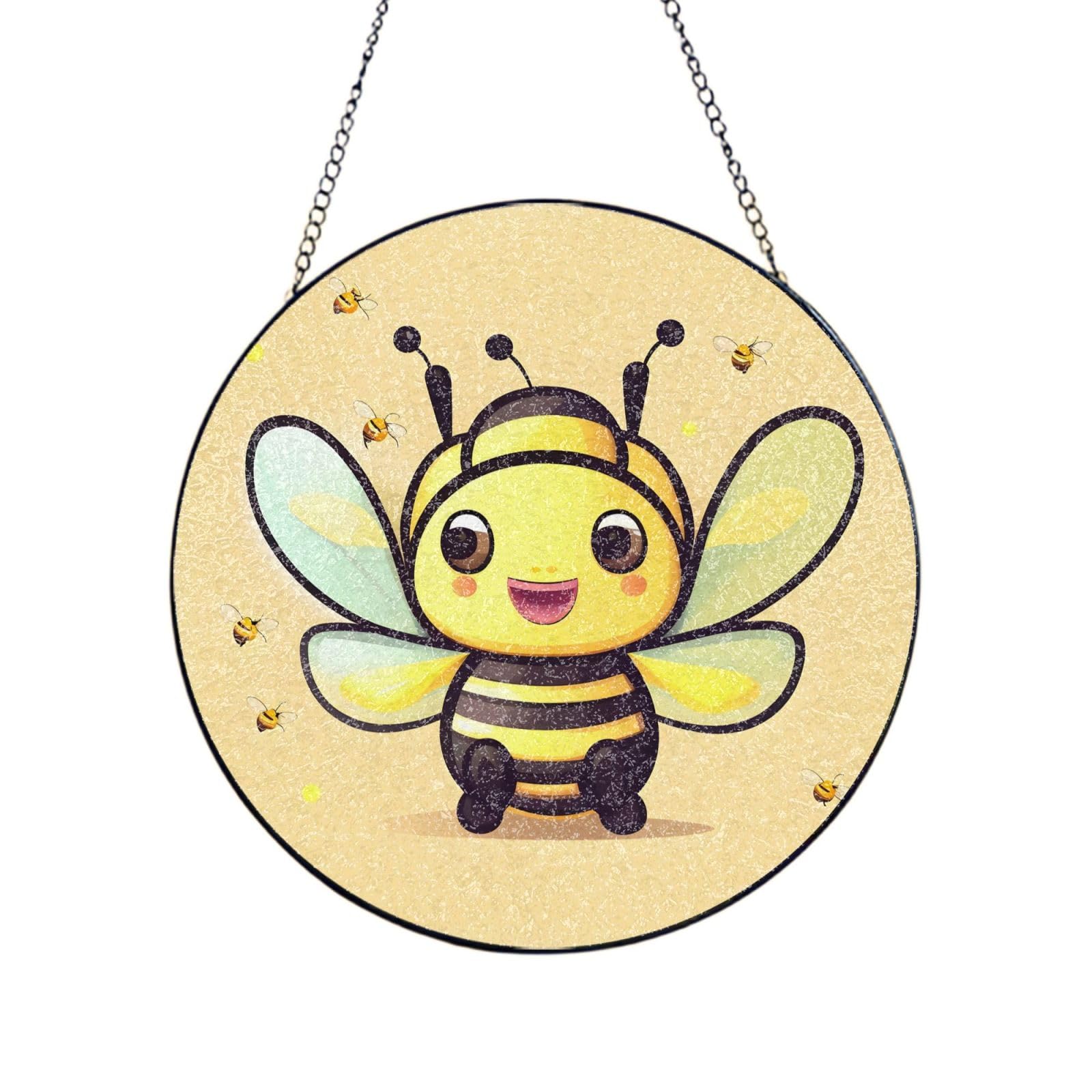 Phayah Yellow Bee Print Glass Window Hanging Sun Catchers Suncatcher Decor For Birthday For Home Garden Porch 10in（25cm）