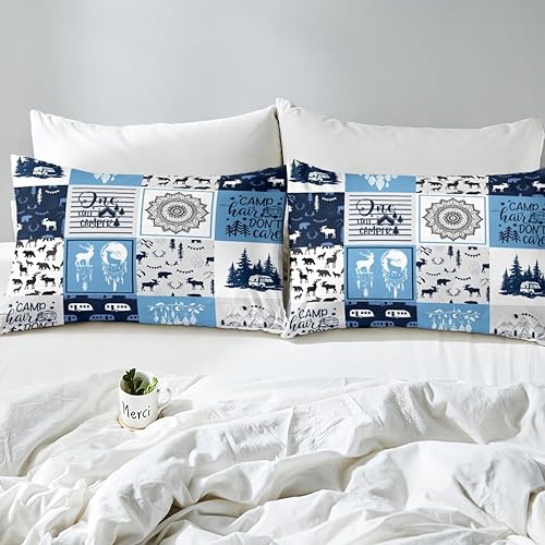 Miniatura 17 de Sábana bajera ajustable de oso de caza, juego de ropa de cama a cuadros de búfalo, sábanas de retazos de cabaña rústica para niños, niños, Multi