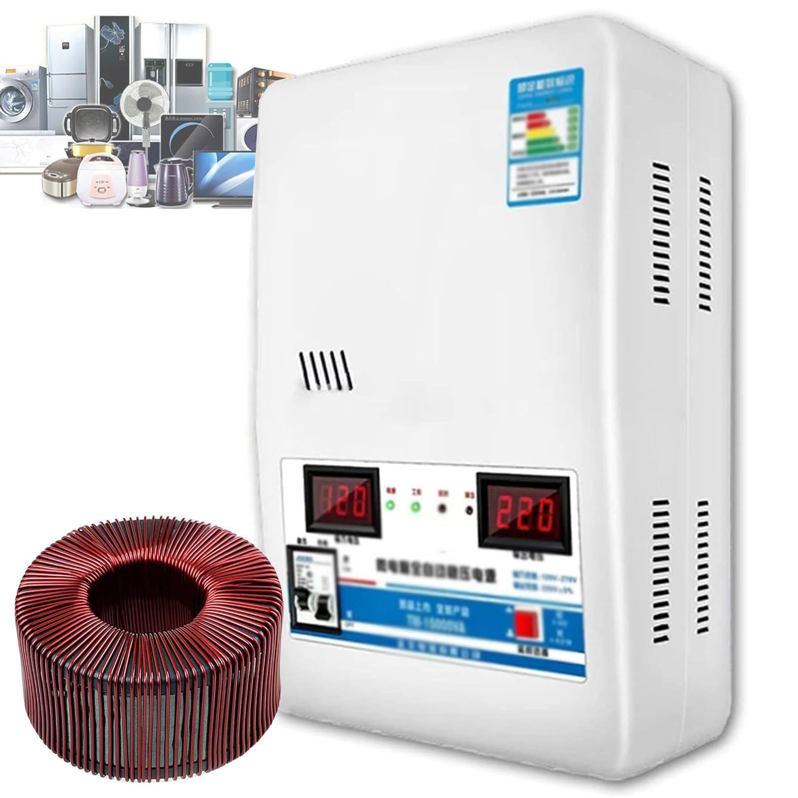 Stabilizzatore di Tensione Completamente Automatico da 15 Kw, Stabilizzatore di Tensione da 220 V, Regolatore di Tensione per Aria Condizionata in Rame Puro, Doppio Schermo di Tensione