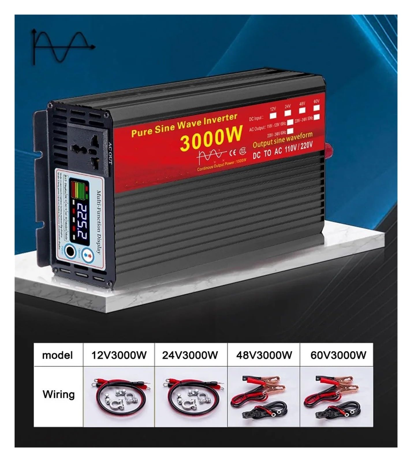 Transformador Voltaje 12 V/24 V CC A 110 V/220 V CA 2000 W 3000 W 4000 W 5000 W Convertidor Potencia Inversor Solar Inversor Onda Sinusoidal Pura Convertidor(3000W,60V,220V-230V 50HZ)