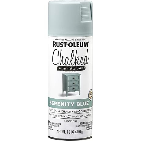 Rust-Oleum Serenity Blue Chalked Ultra Matte Spray Paint: Transform Furniture with Exquisite Aqua Elegance