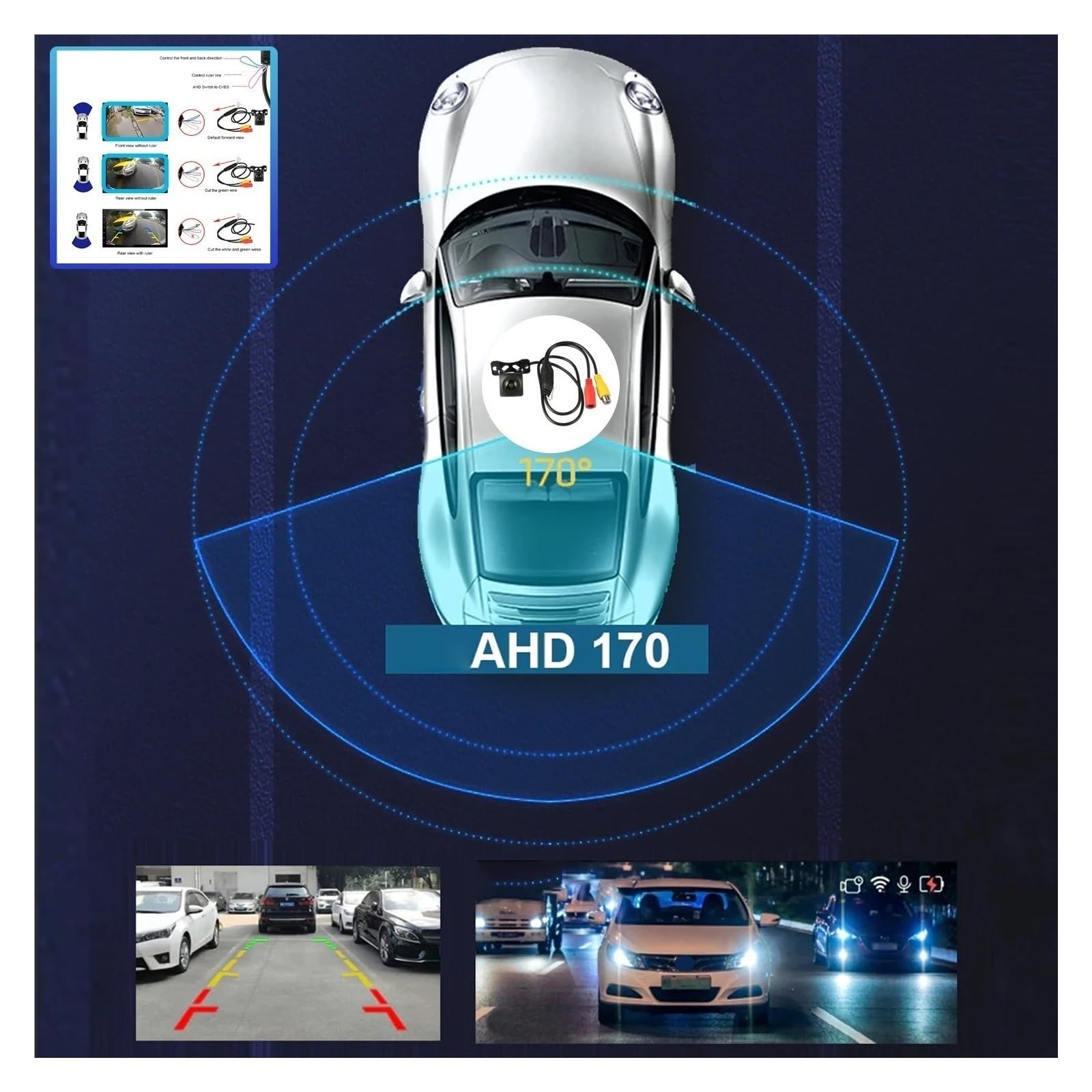 Cámara Visión Trasera para Coche AHD Monitor Vídeo HD para Estacionamiento Inverso Resistente Al Agua Visión Nocturna Lente Visión Trasera Cámara Cámara Trasera