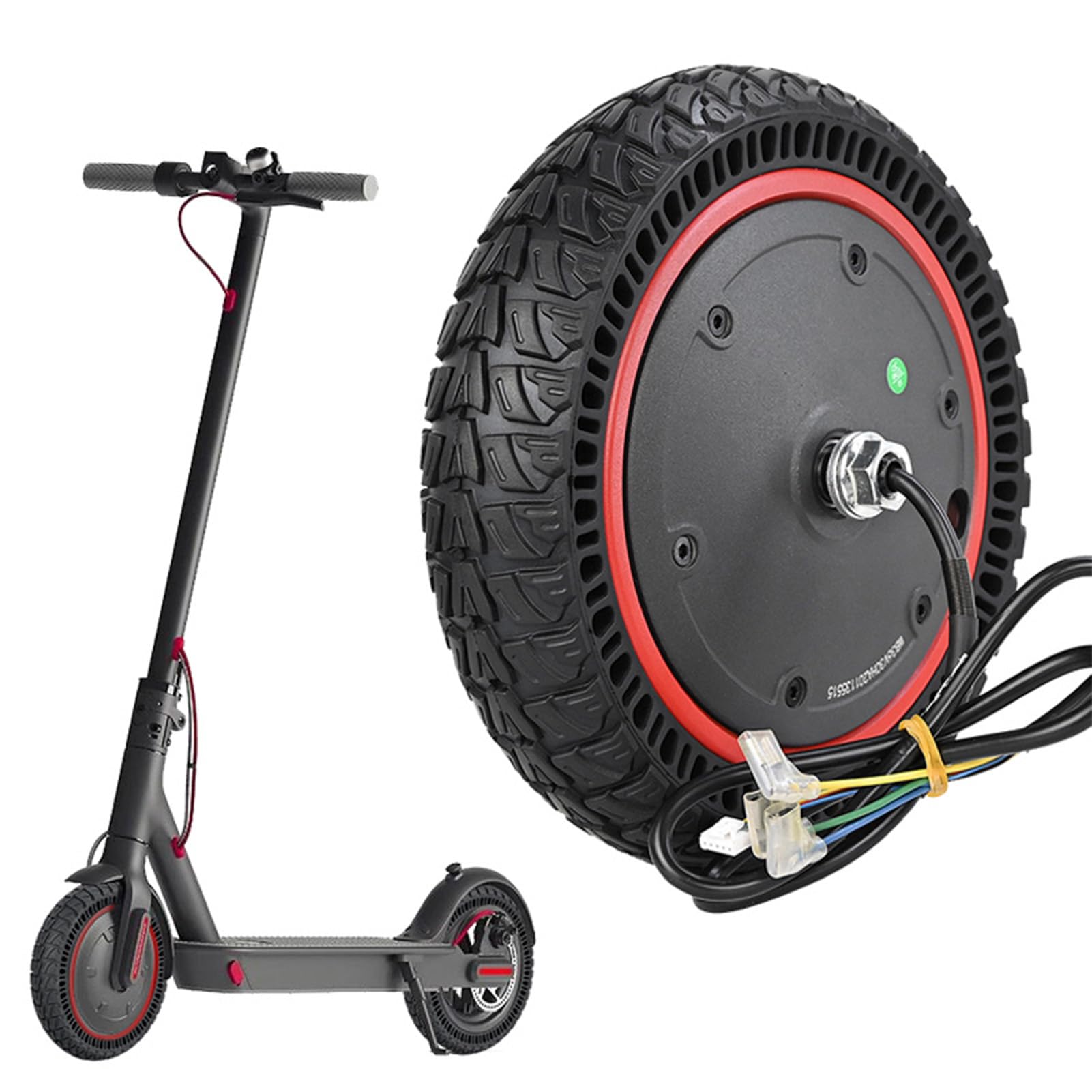 Cocoarm Rueda de Motor de 350 W, Goma Pura, a Prueba de Pinchazos, Compatible con Scooter Eléctrico M365 Pro2 1s Lite