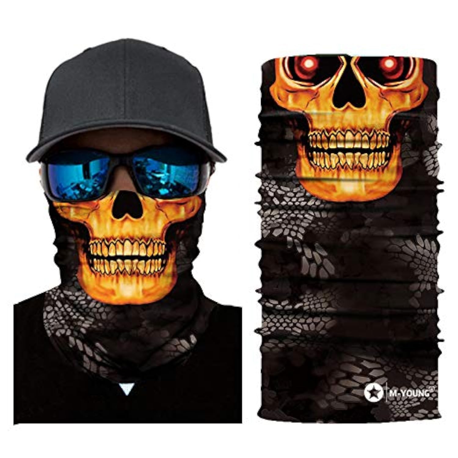 Skull Face Sun Mask Half,Bandanas,Neck Gaiter, Headwear, Headband for Fishing, Hunting,Yard Work