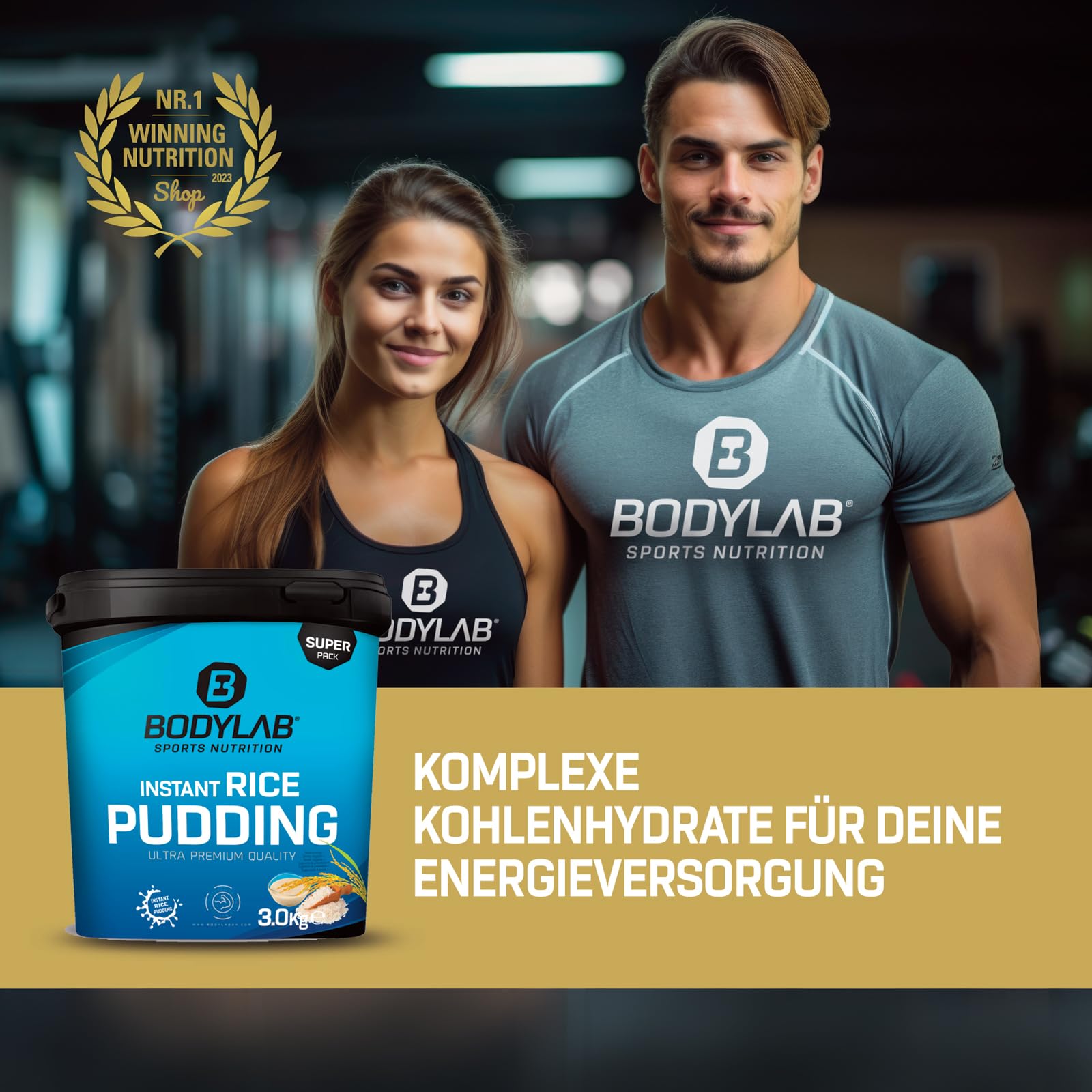Bodylab24 Instant Rice Pudding 3kg, à base de farine de riz à 100%, sans autre additif, l'apport rapide et délicieux en glucides pour la prise de masse ou avant l'entraînement, goût neutre
