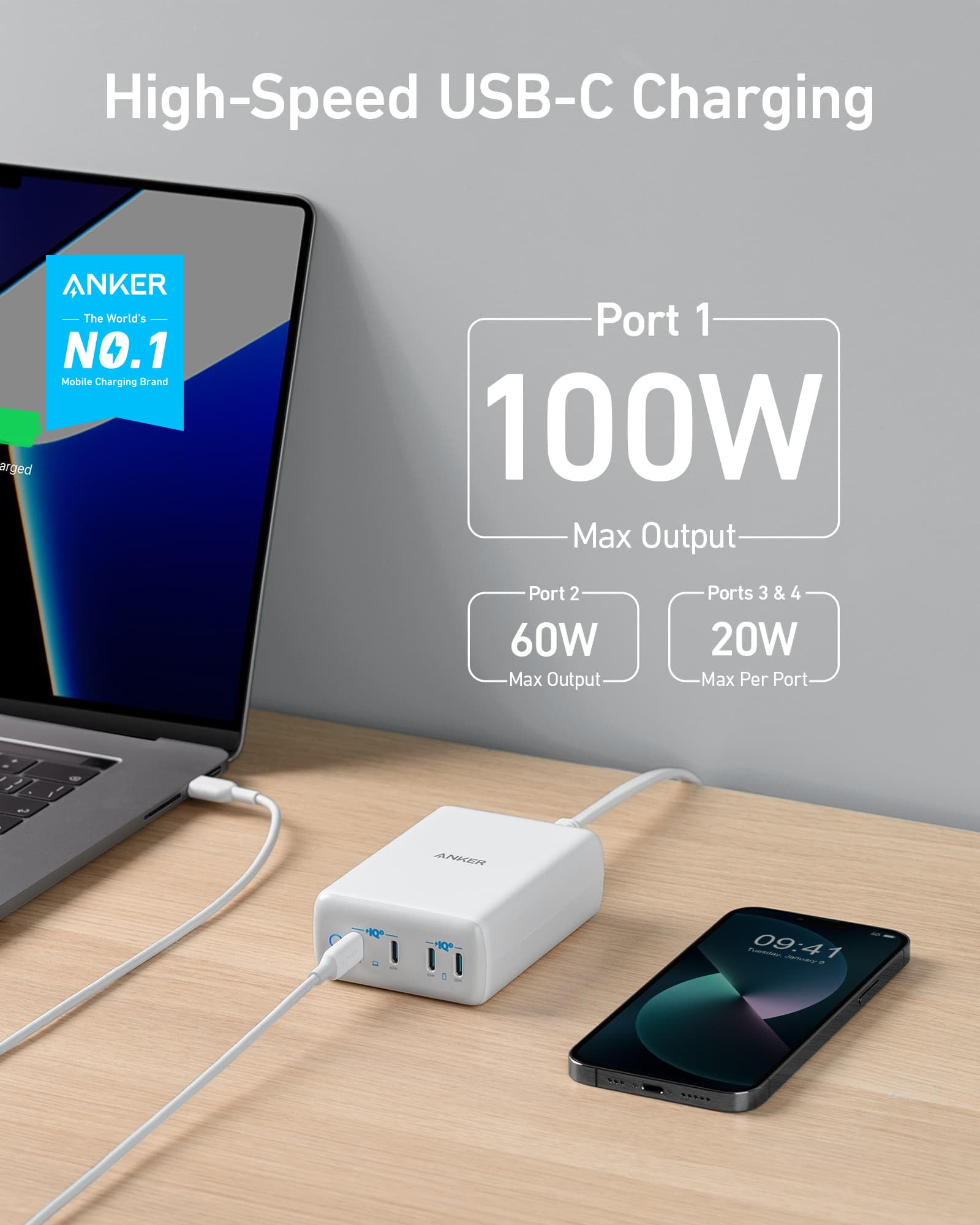 LY-382 未開封 ANKER USB急速充電器 120W ライチュウモデル B2148N71 