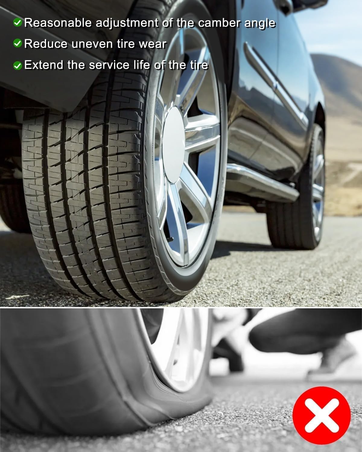 Camber Lock Alignment Fix and Upper Arm Cam Bolt Kit Compatible with GMC Sierra Chevy Silverado 1500 2500 3500 1999-2019, 304 Stainless Kit