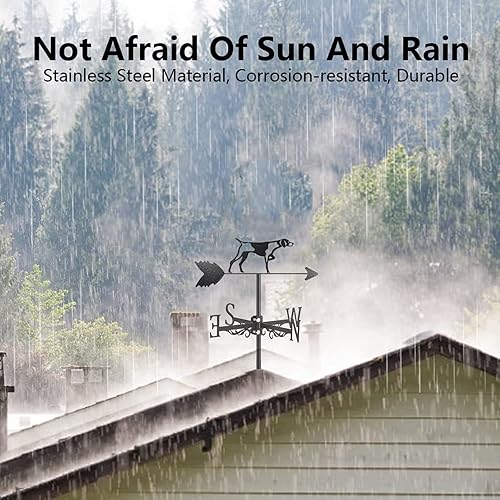 Vista 16 de Indicador de dirección de paletas de viento de acero inoxidable con diseño de animales para perro, para montaje en techo al aire libre, granja