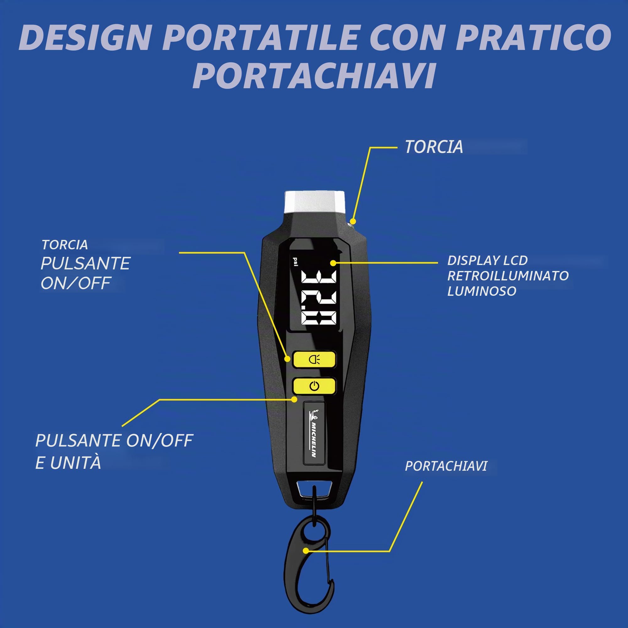 MICHELIN Controllo pressione dei pneumatici digitale - Misuratore di pressione degli pneumatici