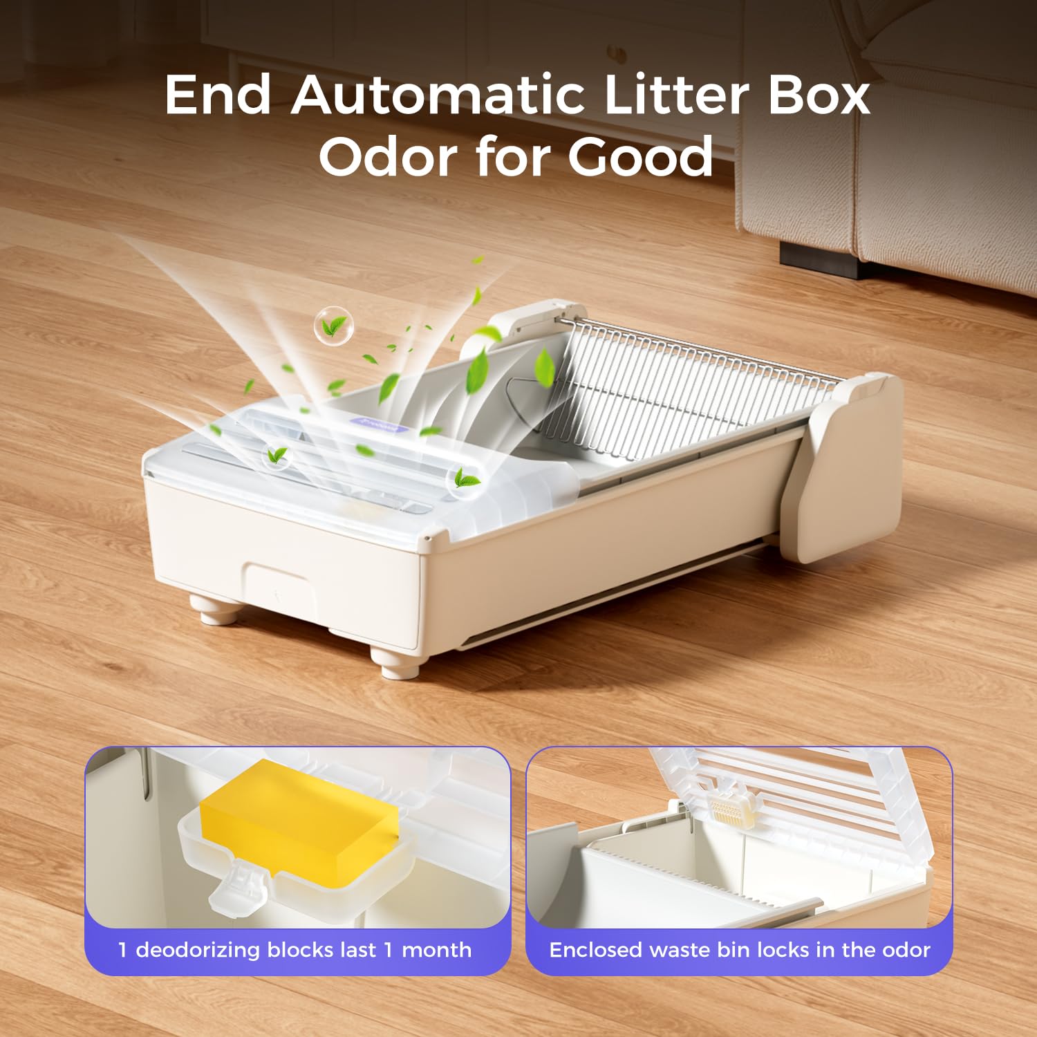 Robotail Open-Top Self Cleaning Litter Box, 2026 Upgraded Extra Large Automatic Cat Litter Box for Multiple Cats, Safety Sensors/App Control/Odor Control/Easy Clean - Includes 5 lbs Premium Cat Litter - image 7