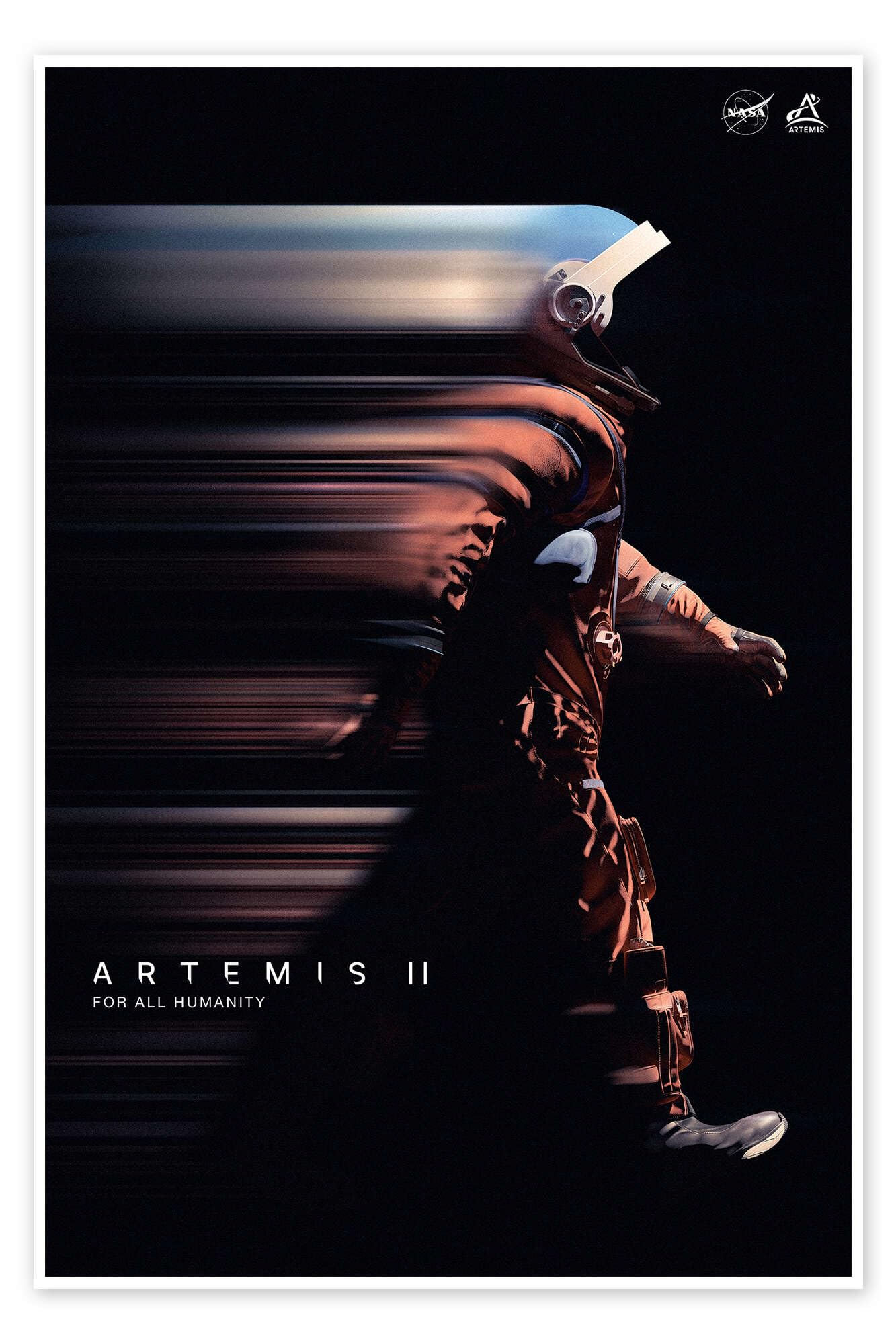 Posterlounge Artemis II - NASA Astronaut Póster | 80 x 120 cm de NASA Negro Cuadros Decoración para la pared