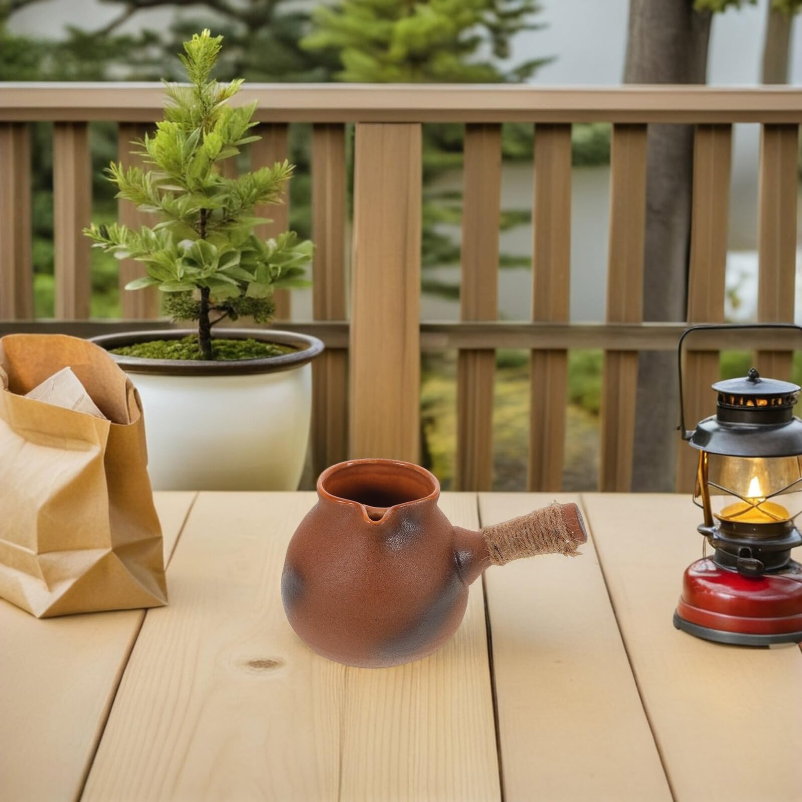 Alipis Bollitore in Terracotta Tradizionale da 800 Ml per Tè e Tisane, Resistente ad Alte Temperature, Design Classico in Ceramica per Campeggio e Riunioni Familiari