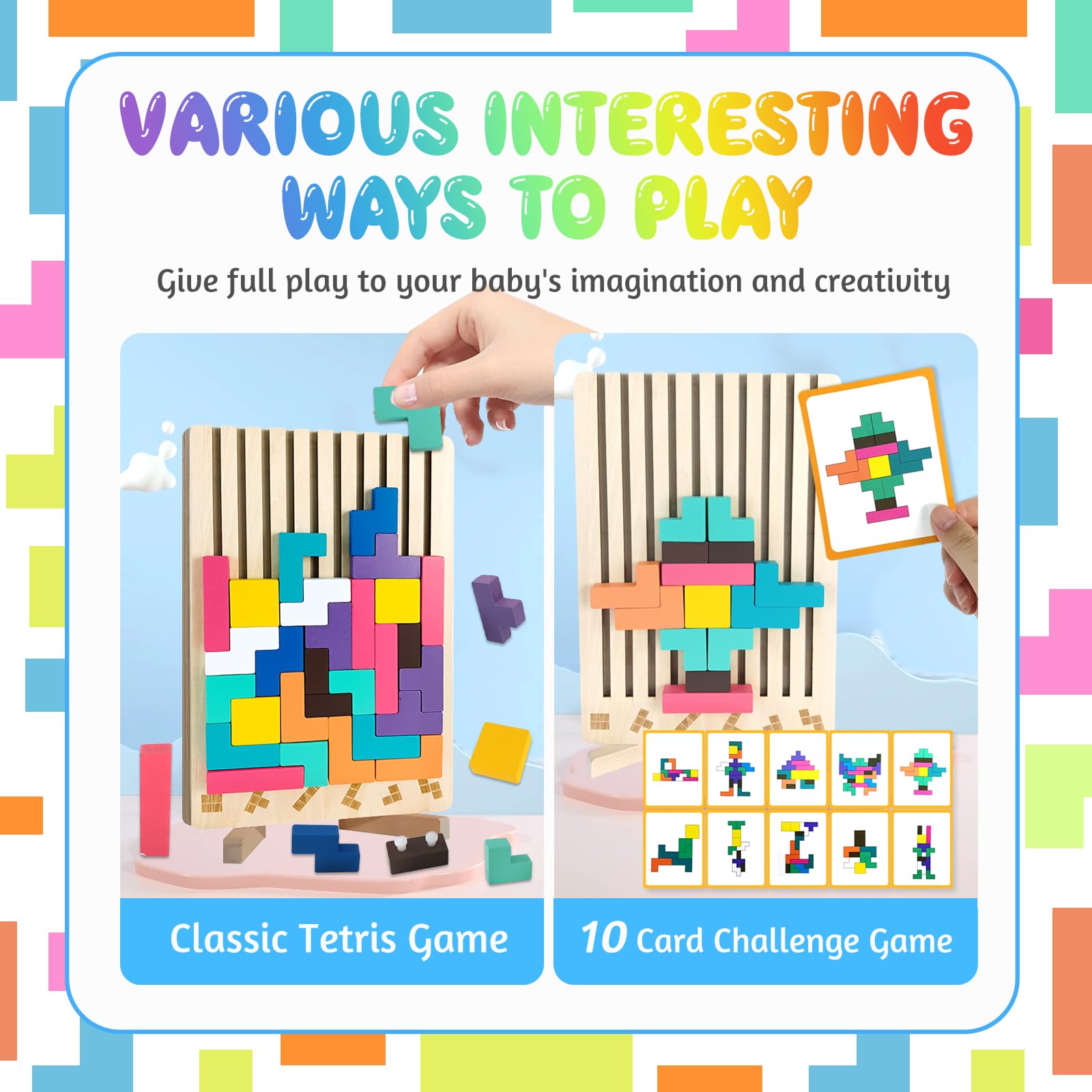 KutaKuta Wooden Stacking Puzzle Toy, 2026 Wooden Stacking Puzzle Toy with 20 level designs and 42 Blocks - Image 4