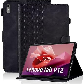 Case for Lenovo Tab P12 12.7 Inch 2023 Protective Case [Auto Sleep/Wake Function] Premium PU Leather Case with Multi-Viewing Stand Function - Black