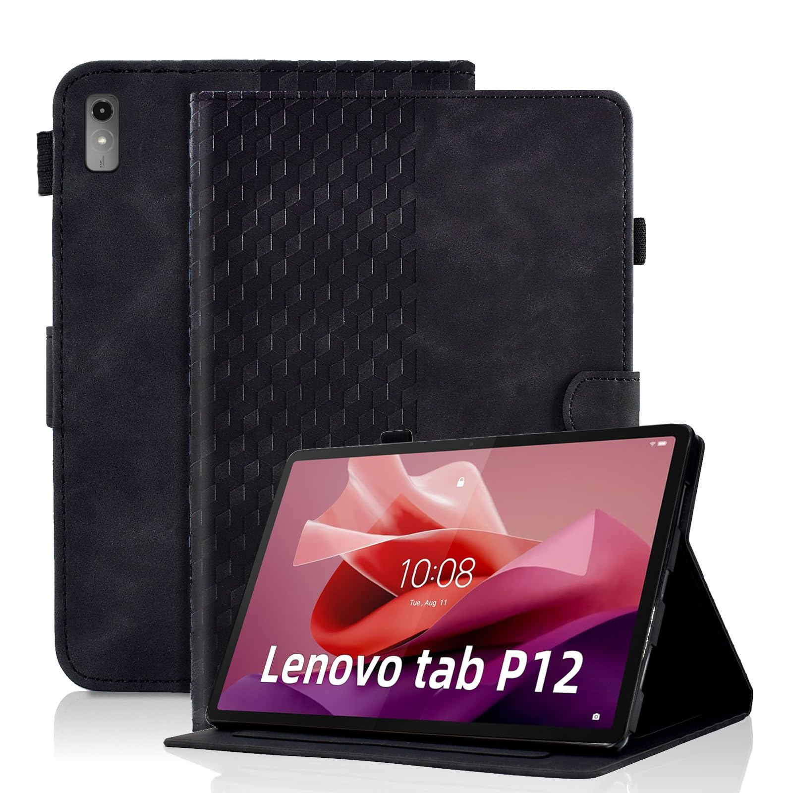 Varohix Case for Lenovo Tab P12 12.7 inch Cover (Model:TB370FU) Magnetic PU Leather Folio Adjustable Stand Shell Foldable Card Holder Multi-Angle Tab