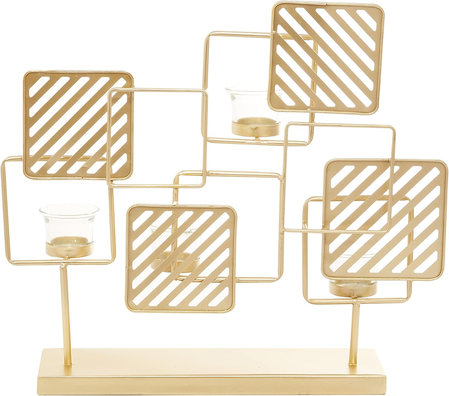 Deco 79 Gold Metal Contemporary Candelabra, 16 x 18 x 5 Inches