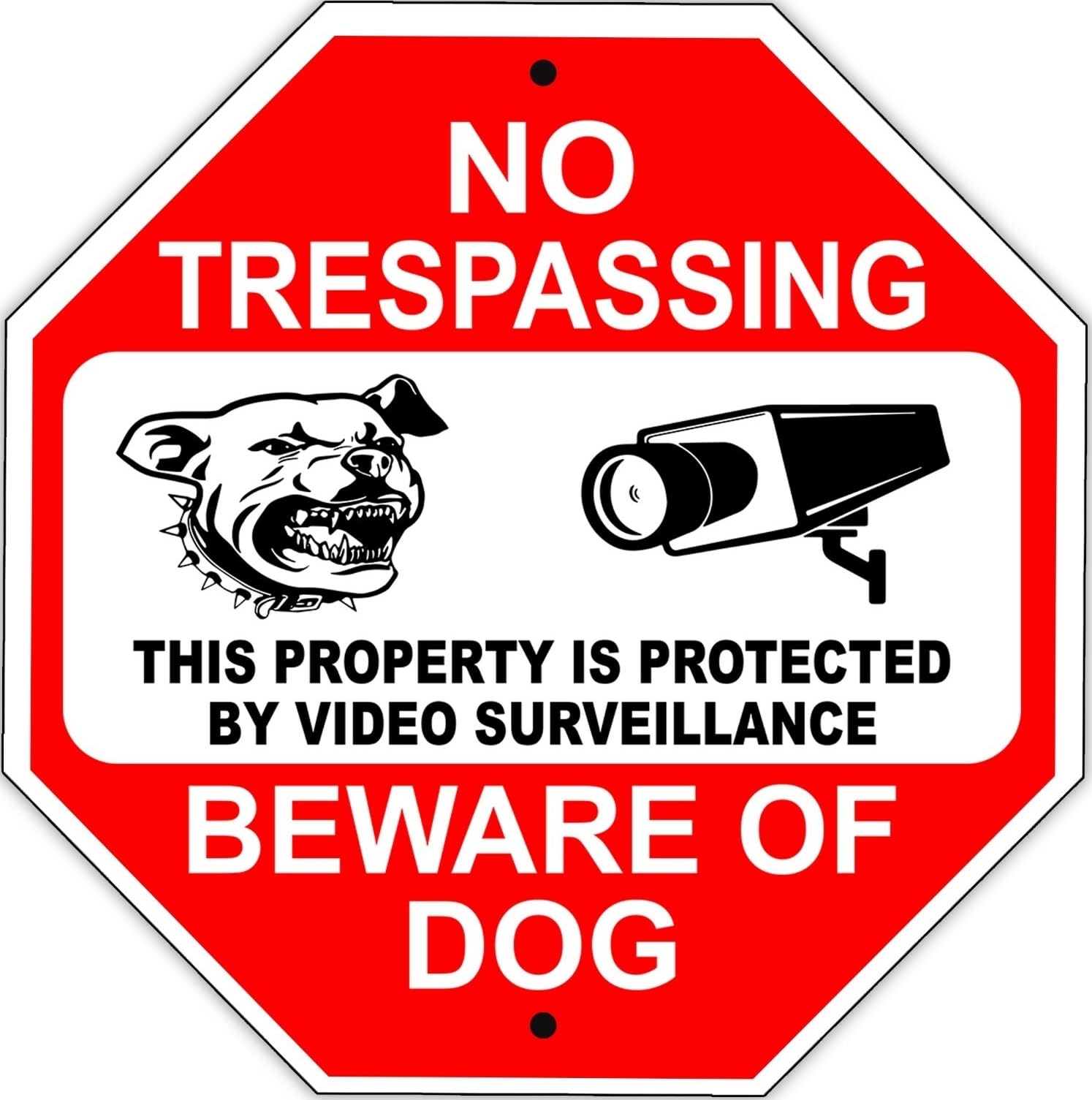 No Trespassing Beware Of Dog Metal Sign 12"x12" Sign