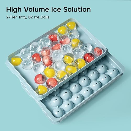 Miniatura 2 de Bandeja para cubitos de hielo, paquete de 3, 42 bandejas de hielo de silicona con tapas para congelador, bandejas de hielo apilables y de fácil