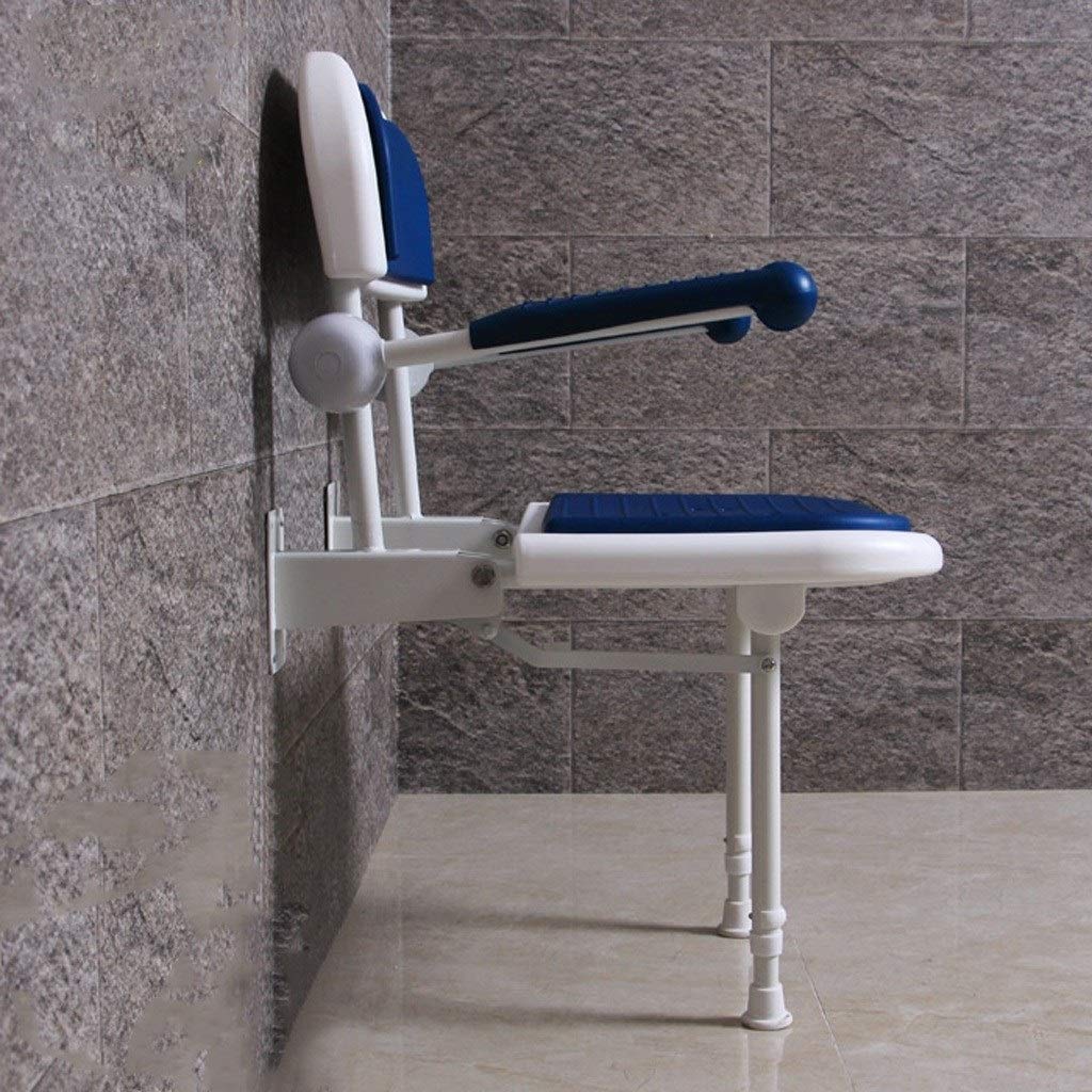 Sgabello da Doccia, Sedile da Doccia, per Bagno, per Anziani, Pieghevole, con Braccioli, da Parete, Altezza 42,5 Cm, capacità di Carico Massima 250 kg