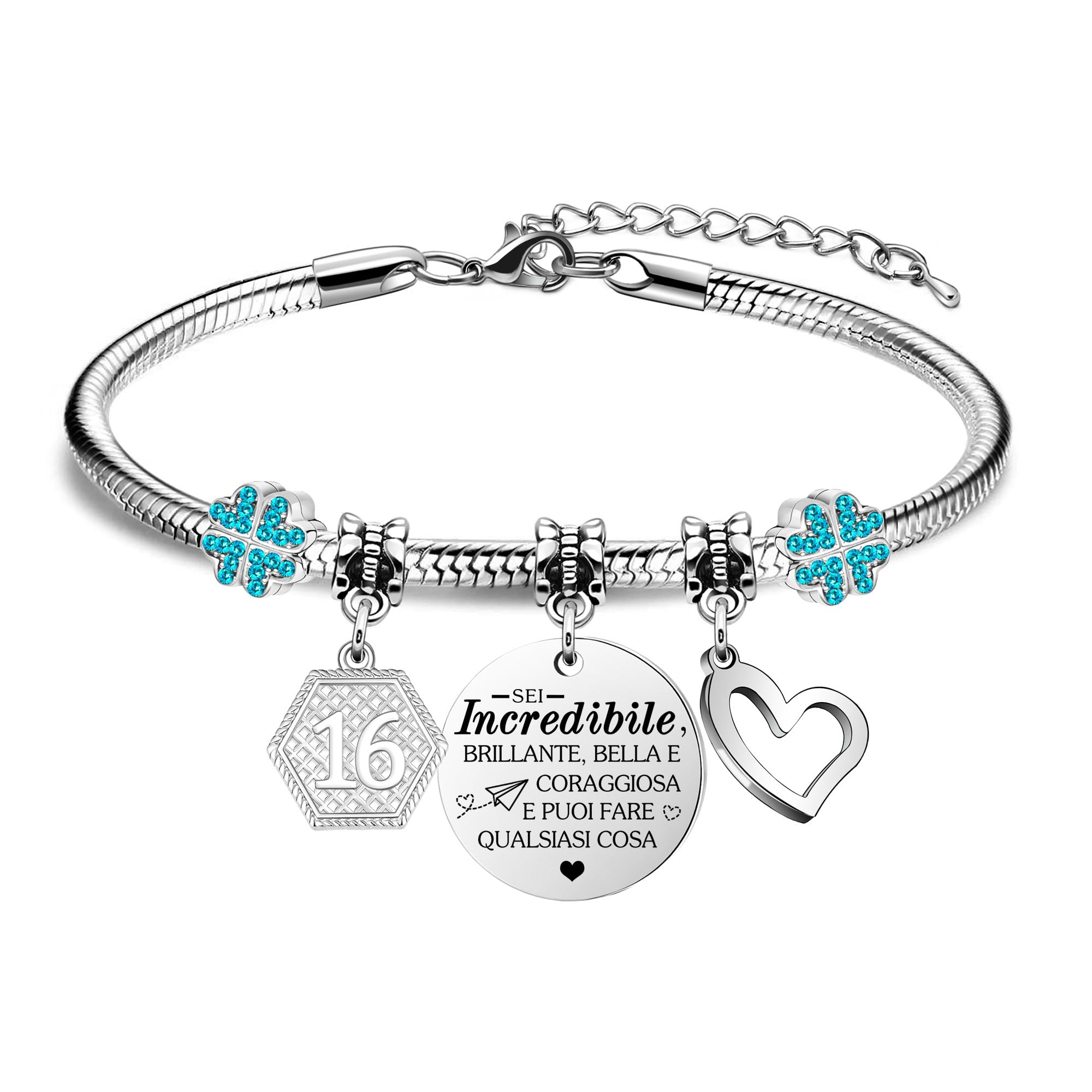 10 °-70 ° Compleanno Regali Braccialetto in Argento Sei Incredibile Regalo per Donne Ragazze Mamma Zia Figlia Cugina Nipote Gioielli di Compleanno Regolabile