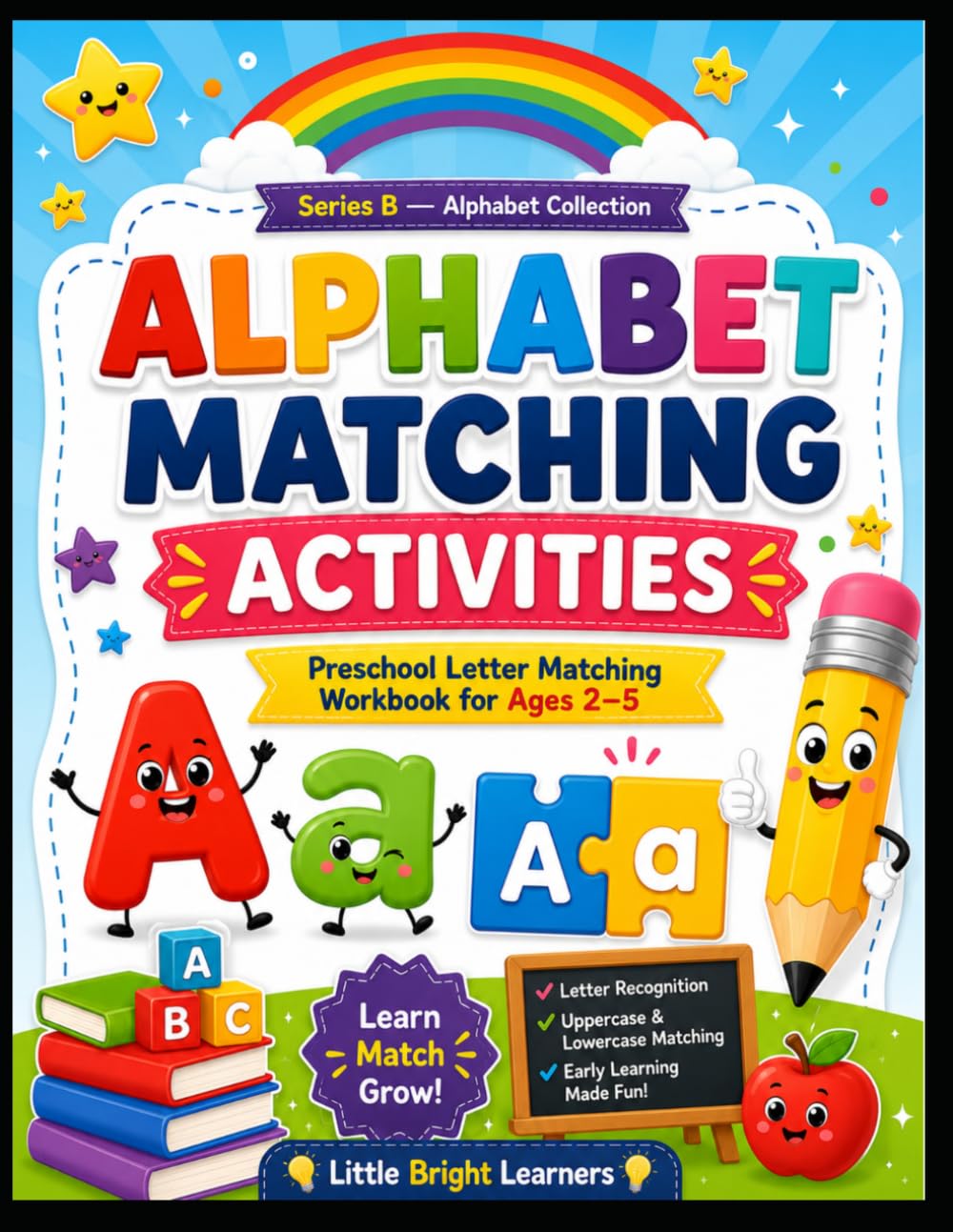 Alphabet Matching Activities: Preschool Letter Matching Workbook for Ages 2–5 | Uppercase and Lowercase Matching, Letter Recognition, Beginning ... (Little Bright Learners Alphabet Collection)
