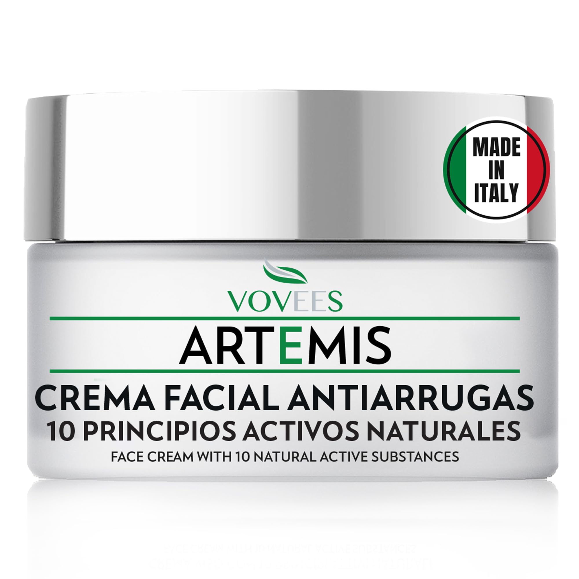 VOVEES - Artemis Crema Facial Antiarrugas Ecológica (50 ml) | Hidratante con Ácido Hialurónico Ultrapure | Antiedad Noche y Día | Vegana, Cristal