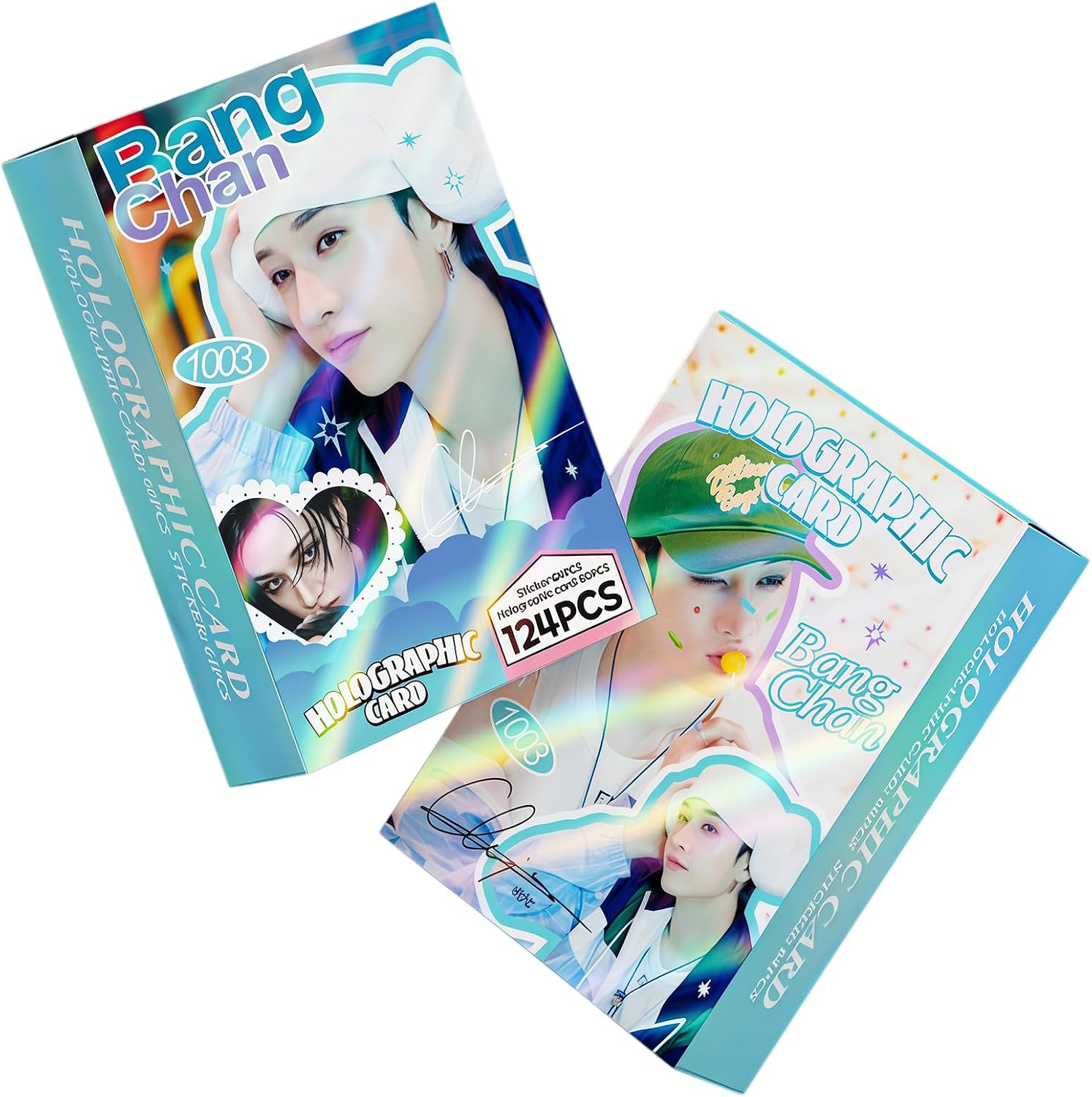 PYAJUU Stray Kids Bang Chan Photocards 124 PCS Bancghan Photo Cards with 64 PCS Stickers KPOP Gift Lomo Merch for Fans Boys and Girls Straykids Laser Greeting Cards 2026 Party Room Decoration