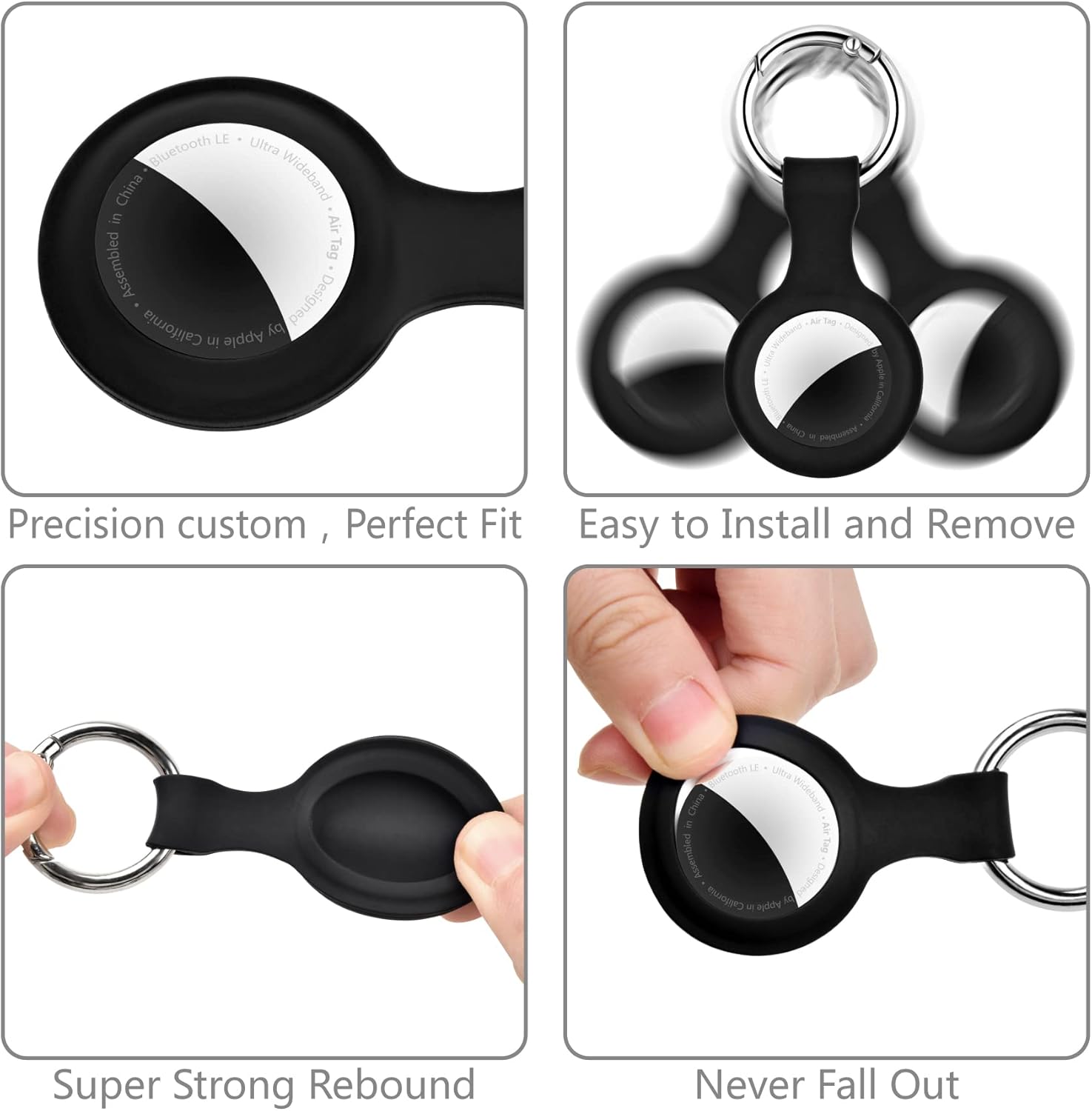 omelpis apple airtag case with keychain self sticker anti scratch air tag holder protective soft silicone airtags tracker anti lost compatible air tag