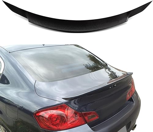 SCITOO Alerón de fibra de carbono para ventana trasera para 2009-2013 para Infiniti G37 Coupé Alerón Trasero Negro Brillante