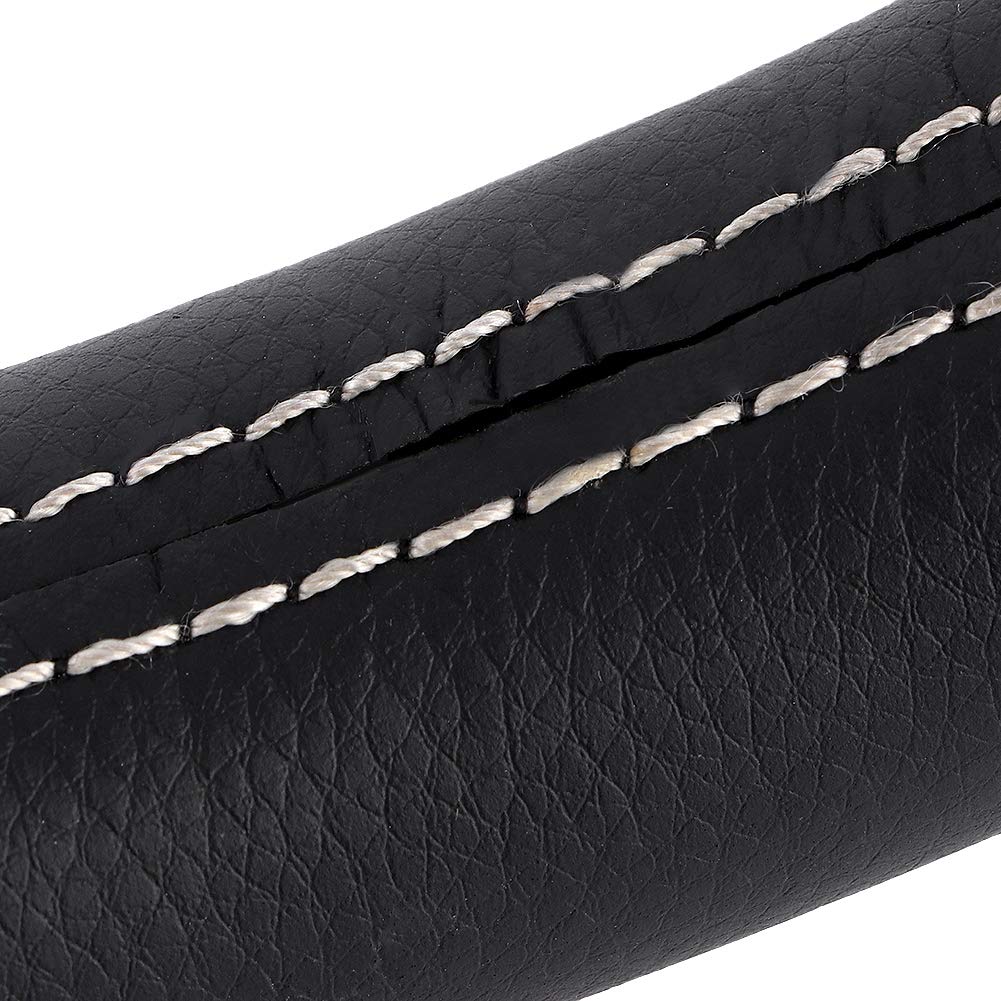 Lenkrad 350Mm für Momo- Prototipo- Stil 6- Bolzen- Schwarz- Leder- Rennsteuerrad- Graue Nähte mit Horn- Taste