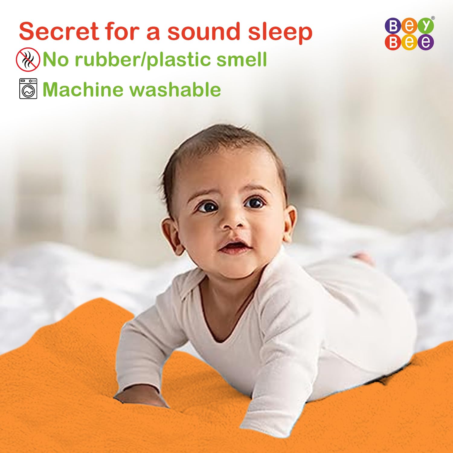 Beybee Premium Quick Dry Mattress Protector Baby Sheet - Large (Peach) 2