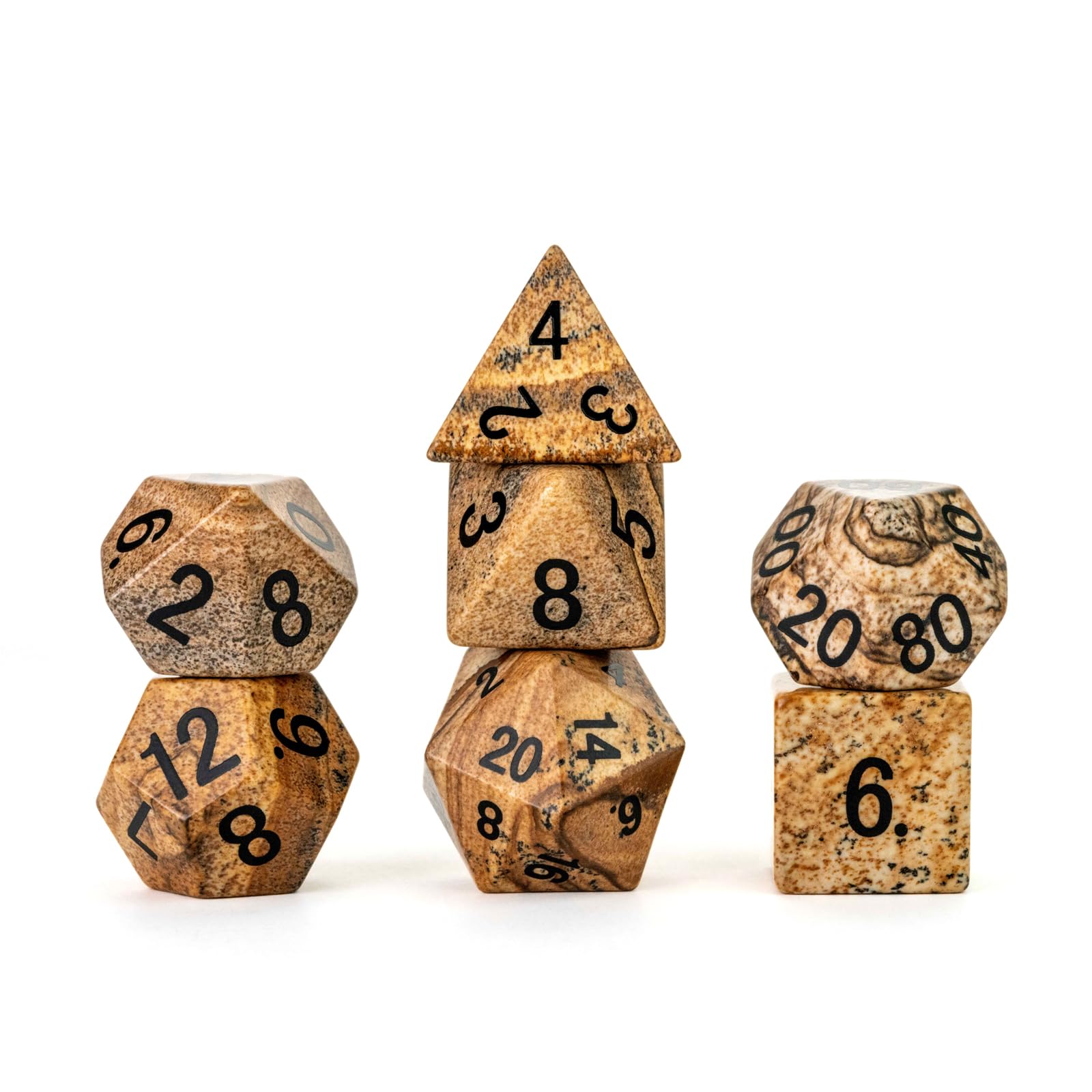 Metallic Dice Games FanRoll Jeu de dés en pierre Jaspe 16 mm