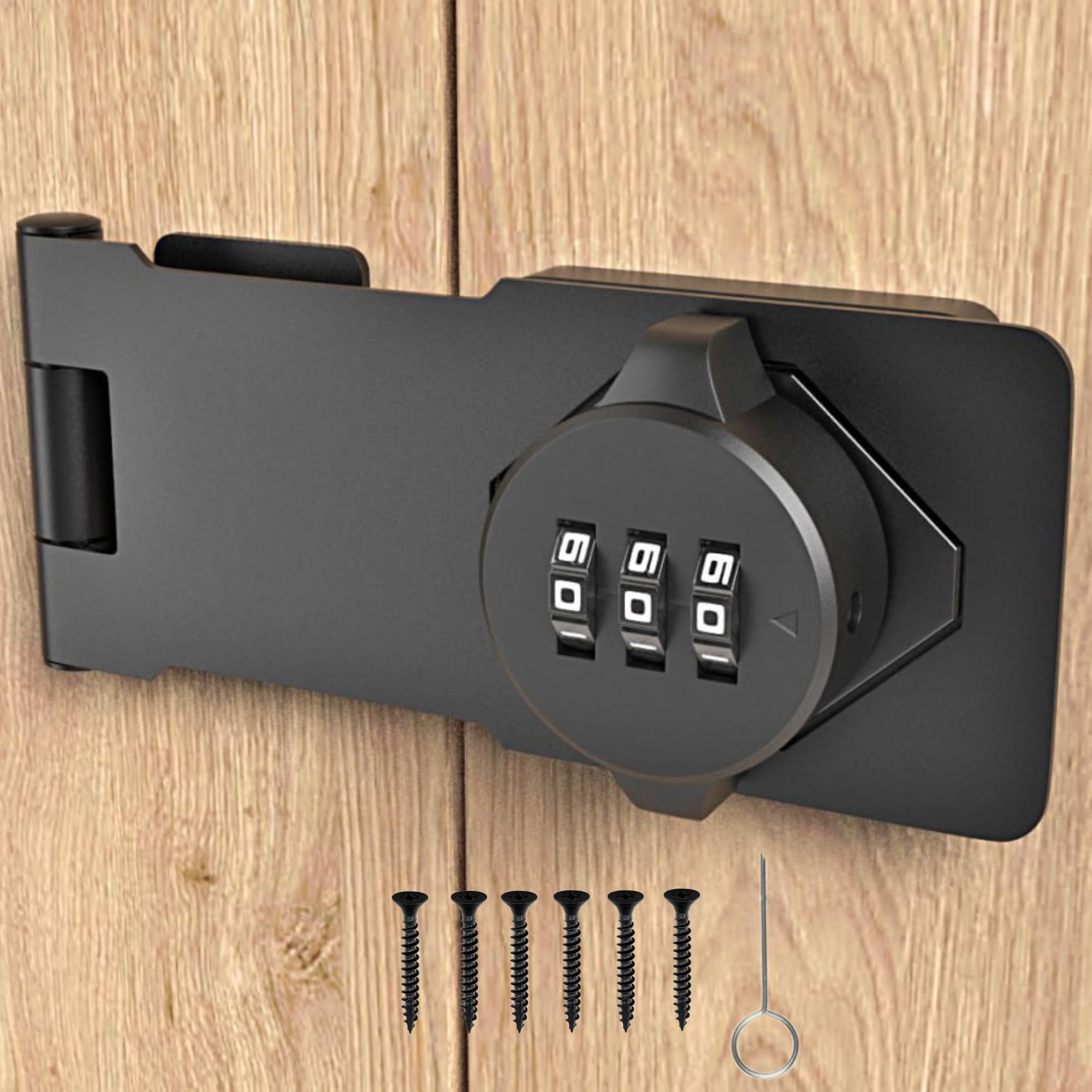 RETRIN 3-Digit Combination Lock, Black, Keyless, Zinc Alloy