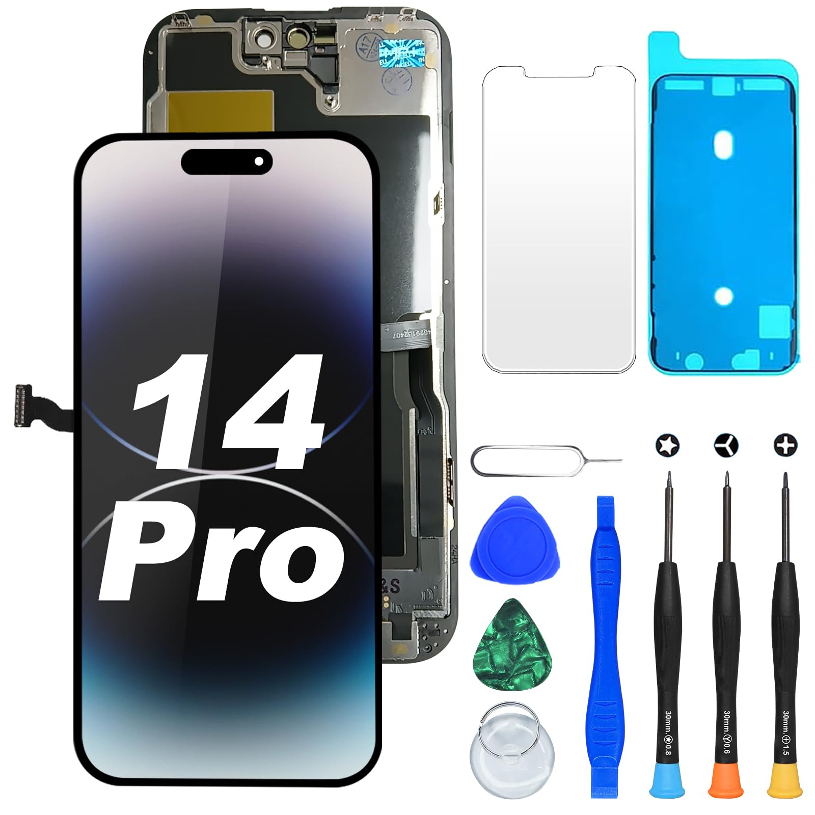 DIGI4U LCD Screen Replacement for iPhone 14 Pro, 6.1'' 𝑭𝒖𝒍𝒍 𝑯𝑫 𝐓𝐫𝐮𝐞𝐓𝐨𝐧𝐞 1:1 Display Incell-COF Screen Digitizer Assembly, with Repair Tools Kit for iPhone 14 Pro LCD Display