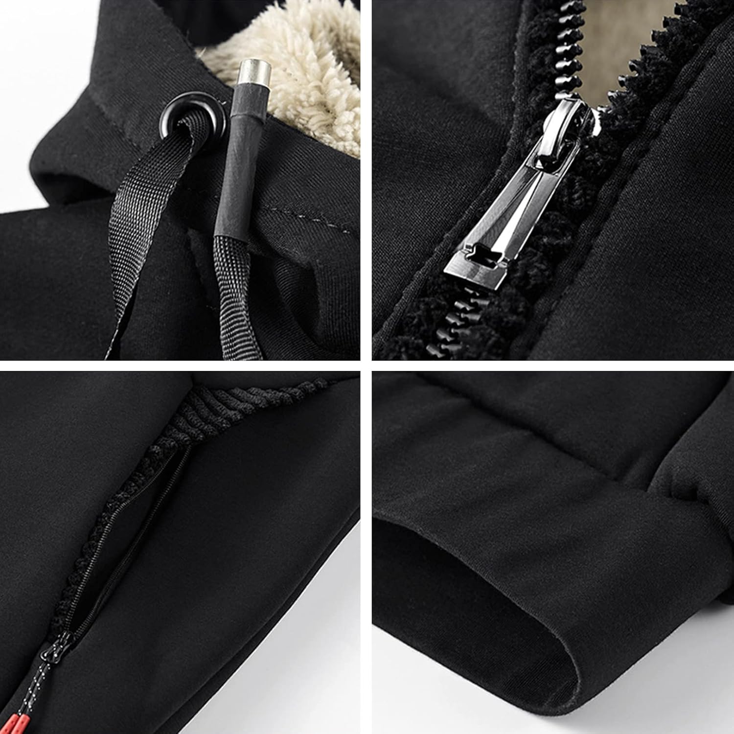 Flygo Sherpa Hoodies for Men Zip Up Winter Fleece Lined Hooded Sweatshirt Heavyweight Warm Jackets - Image 6