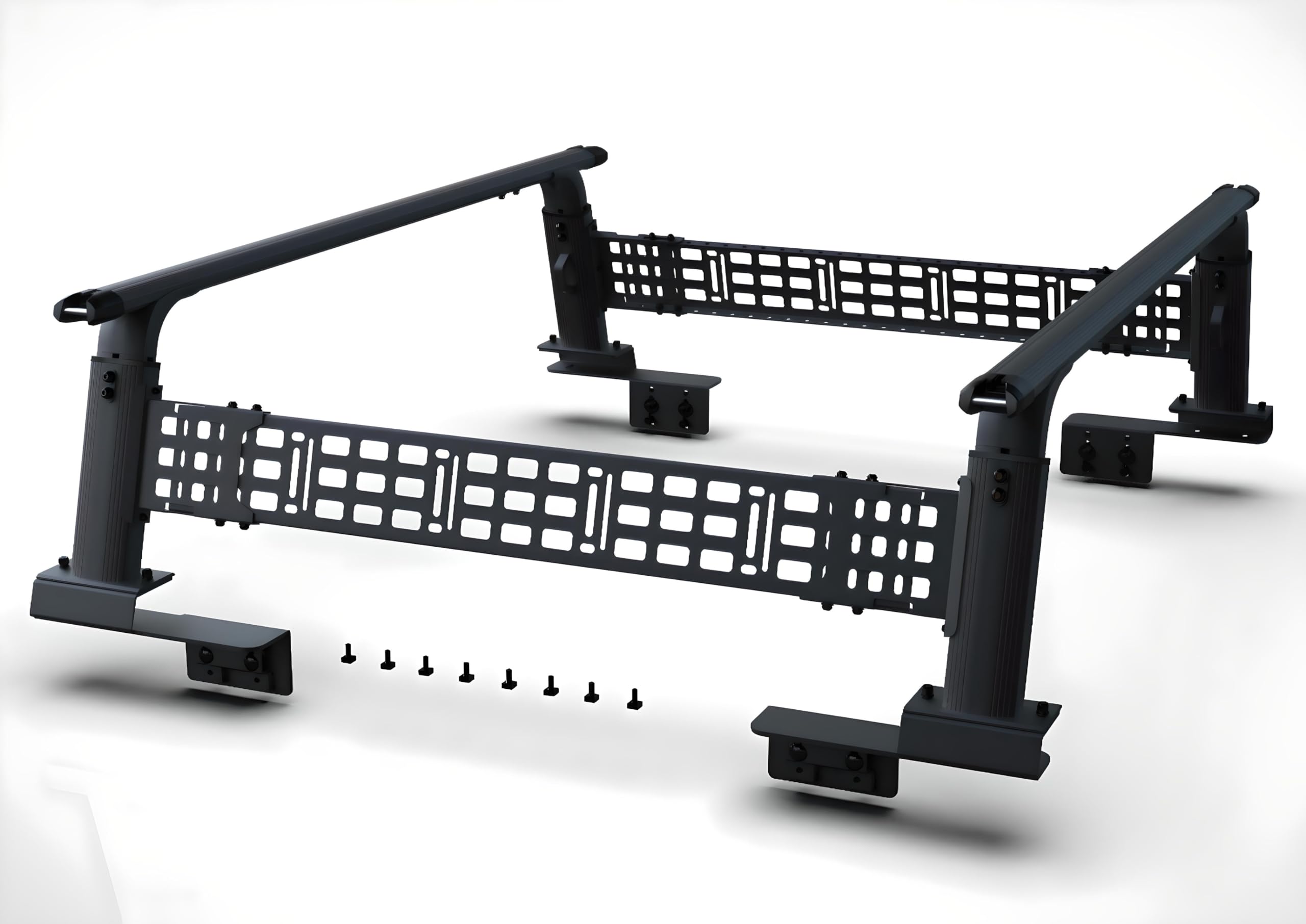 Adjustable Height 18-27 inches Black Truck Bed Rack Cross Bar with Side Panels Fit Full-Size and Mid-Size Trucks