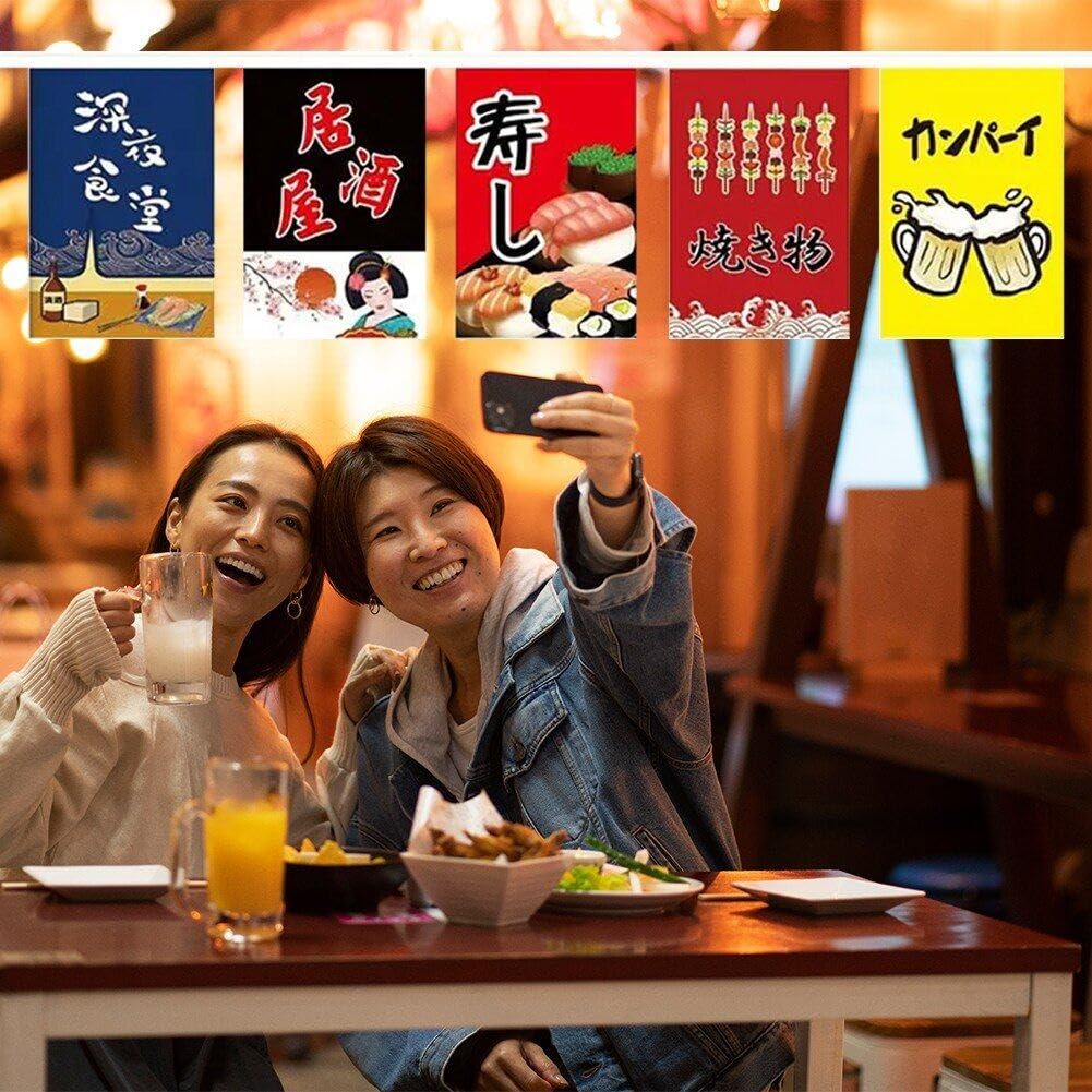Sushi Restaurant Vlaggenslinger – 300 Cm – Japanse Stijl Met Gelukskat – Polyester – Voor Izakaya, Feestjes En Thuisdecoratie