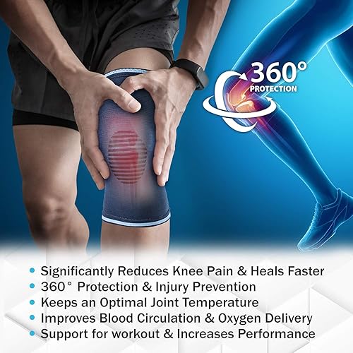 Vista 61 de POWERLIX Rodillera de compresión (par) – La mejor rodillera para el dolor de rodilla para hombres y mujeres – Soporte de rodilla para correr