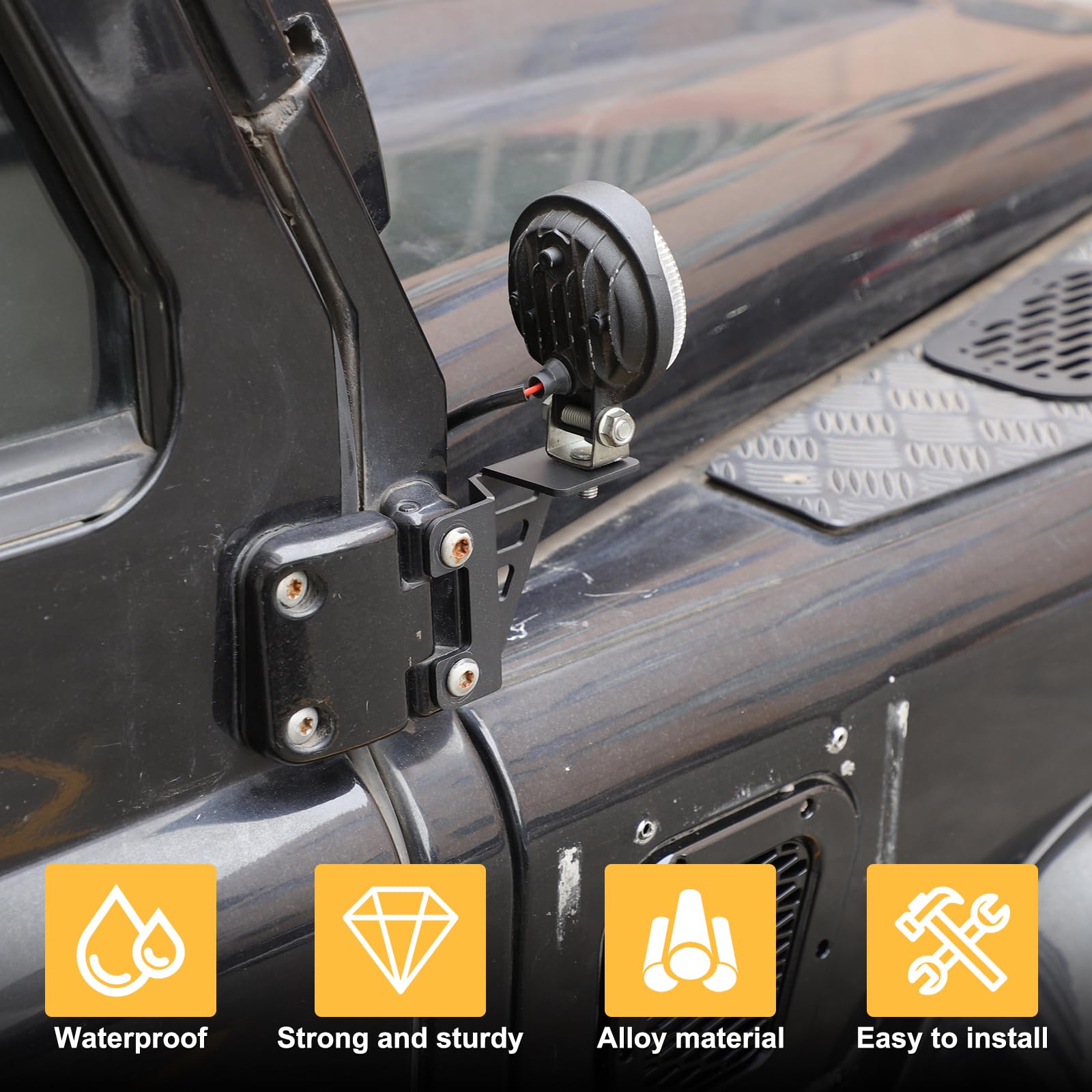 Exterior Rearview Mirror Light Mount Brackets Compatible with Defender 90 110 130 2004-2021 Car Exterior Rearview Mirror Base Auxiliary LED Spotlight Work Light Mounting Bracket Kit Accessories