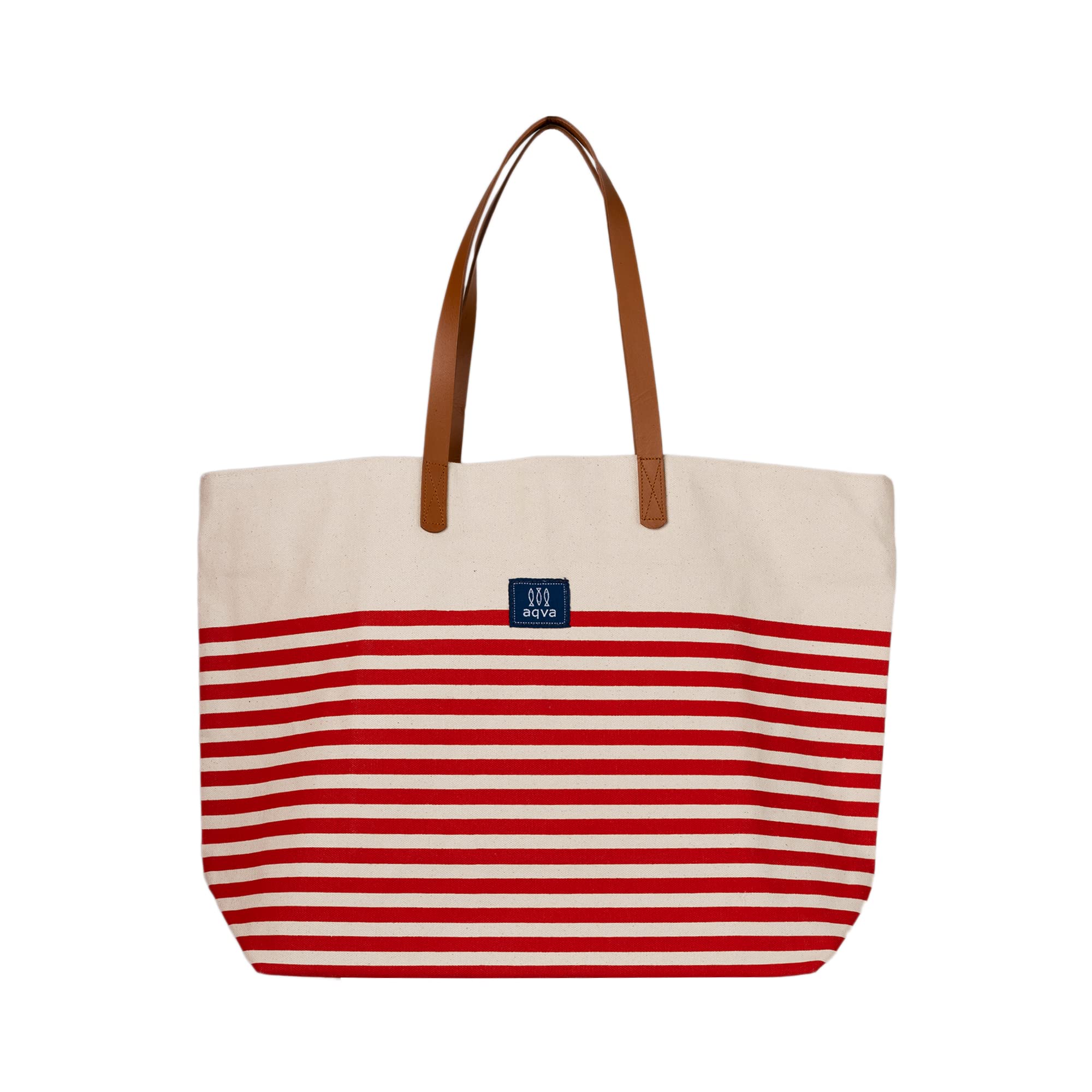 AQVA Printed Cotton Canvas Tote Bag for Women | Trendy Stylish Handbag with Zipper & Inner Pockets | Large Shoulder Bag for Shopping, Beach, Travel, Office, Work | Striped, Blue (B08DRF2TRK) Amazon Price History, Amazon Price Tracker