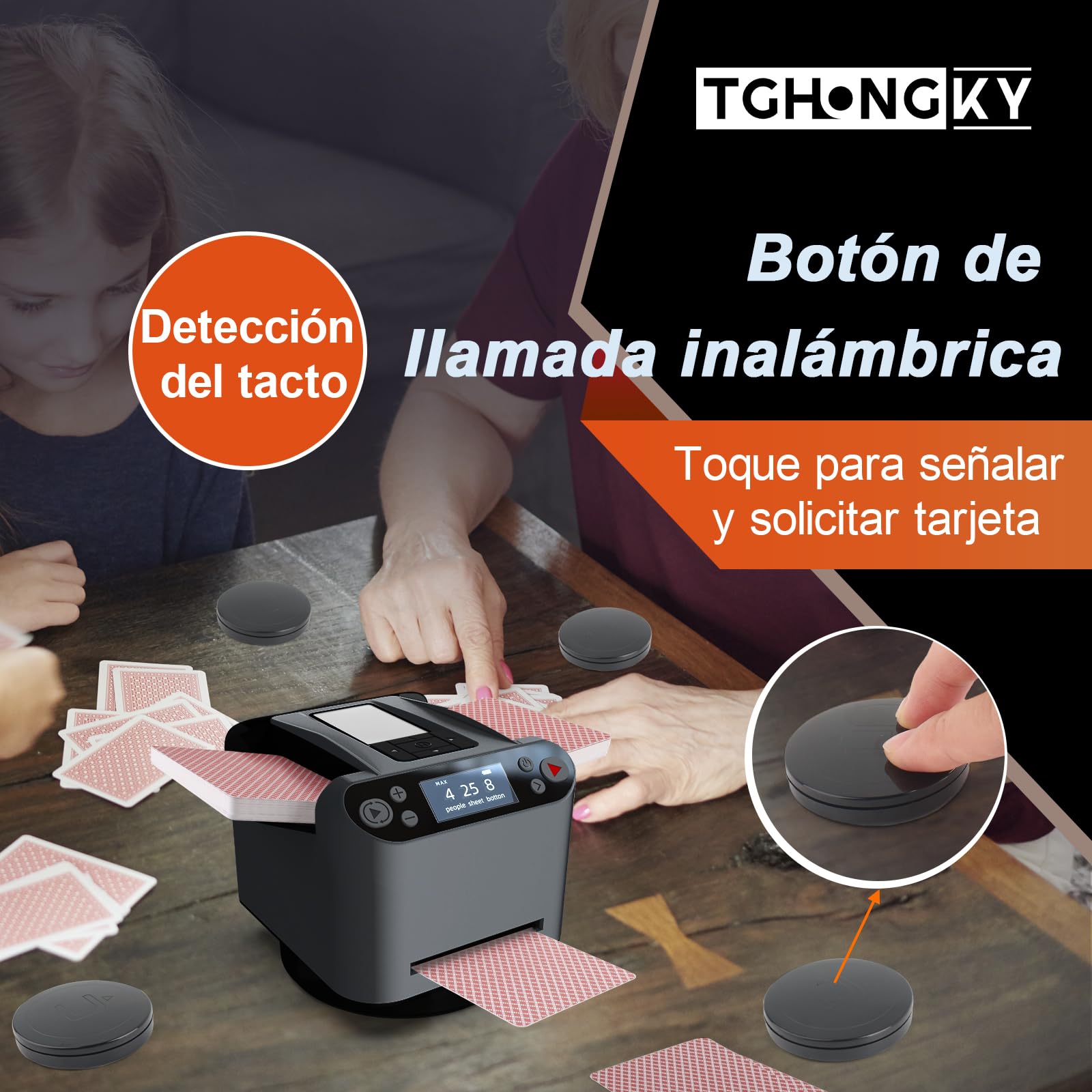 2 en 1 Distribuidor y barajador automático de Cartas Rotación de 360°Máquina automática Distribuidor de Cartas para Juegos de Cartas con 4 Botón Inalámbrico para Viajes y Fiestas