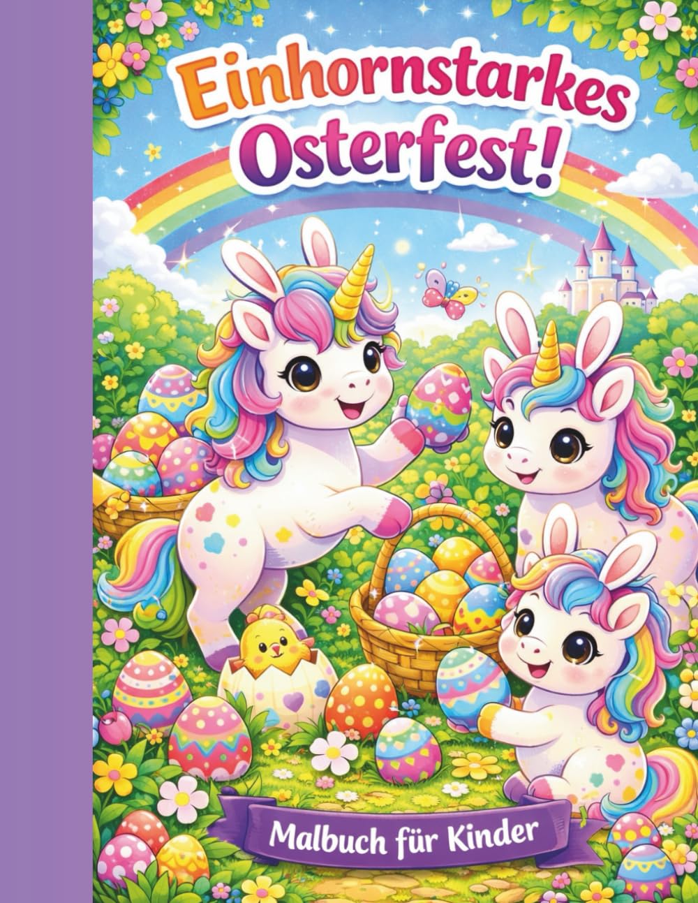 Oster Einhorn Malbuch für Kinder ab 4 Jahren: Süße Einhörner und Osterhasen – Großes Ausmalbuch zu Ostern für Mädchen und Jungen | 50 einfache Motive ... Malbuch für Kindergarten und Grundschule
