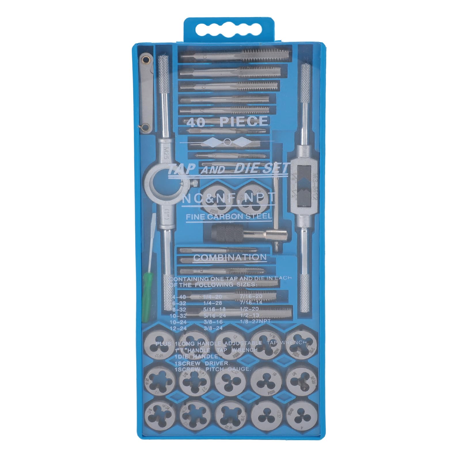 40 Pieces Tap and Die Set, High Carbon Steel Fine Thread Metric Threading Tool Set, Wrench Screwdriver Combination Tool for Cutting External and Internal Threads