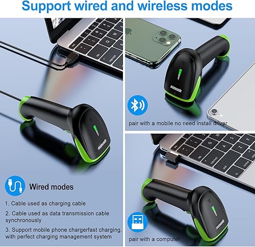 Miniatura 2 de Lector automático de código de barras, inalámbrico láser, Symcode 2.4GHz, con puerto USB y almacenamiento de hasta 5000 códigos