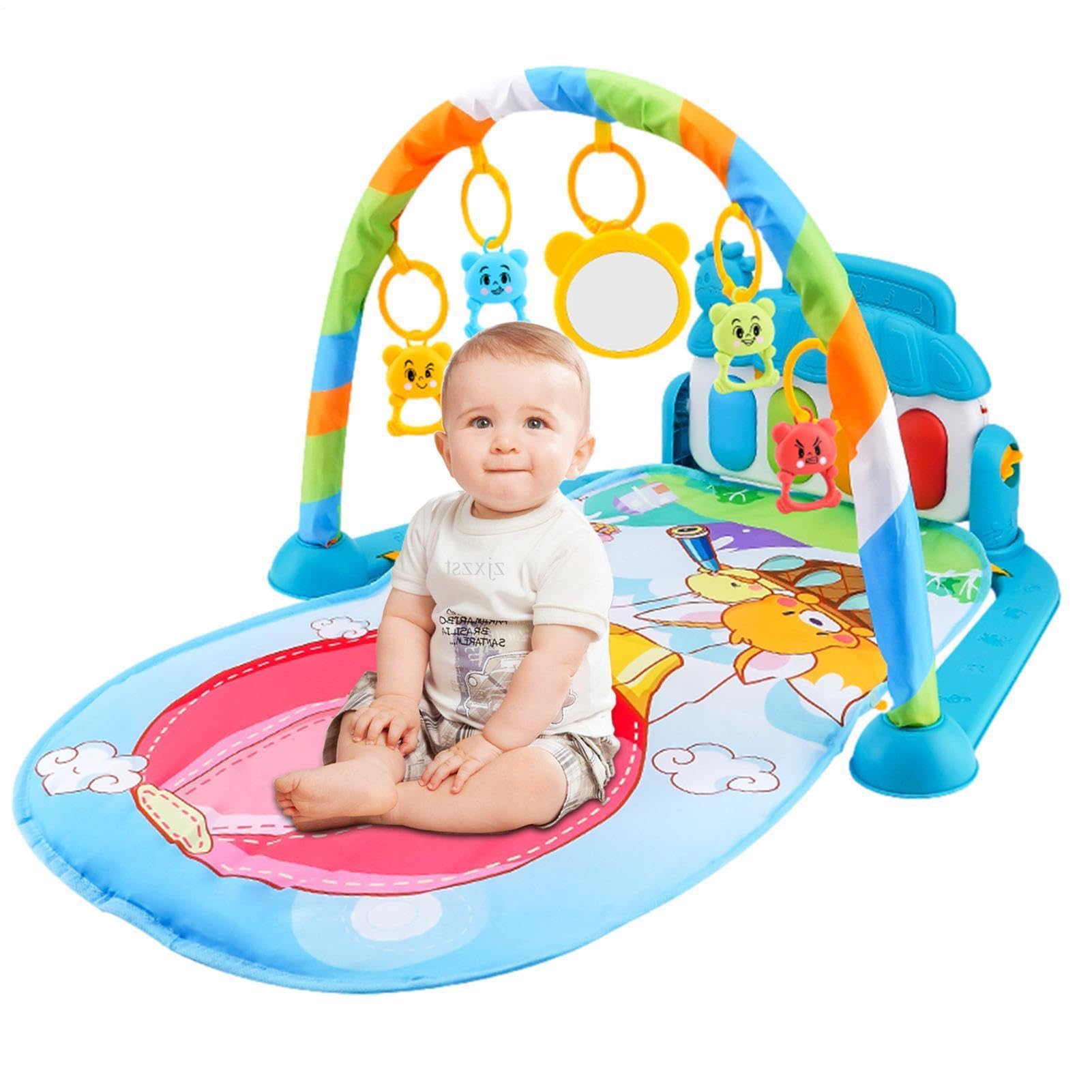 Turnhallen und Spielmatten für Kleinkinder – 5-in-1-Spielmatte mit buntem S | Rutschfeste Spielmatte, Aktivitäts-Fitnessstudio, interaktives Bauchspielcenter für Kleinkinder, Bauchspiel für 3-6-12 Monate