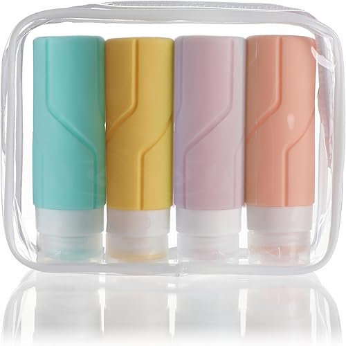 Botellas de viaje para artículos de tocador, botellas de viaje portátiles de 3 onzas aprobadas por la Tsa. Sin BPA, a prueba de fugas, recipientes