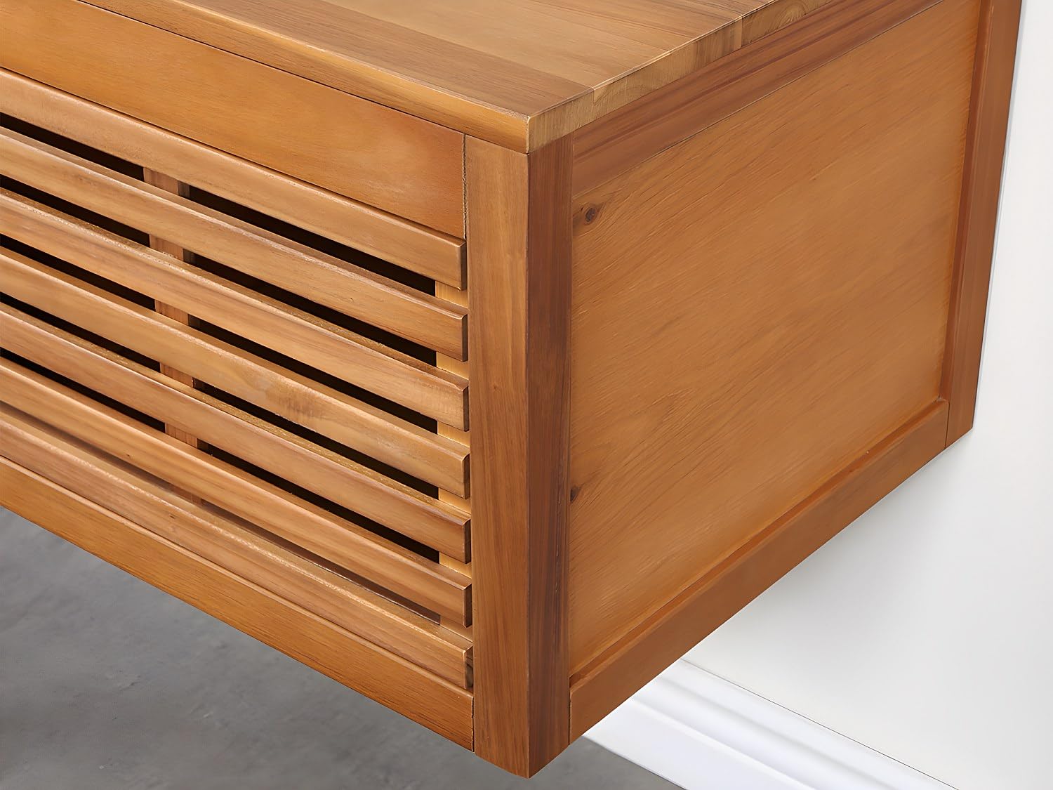 Venta-Unica - Mueble de baÒo suspendido de Madera de Acacia - 130 cm - PENEBEL
